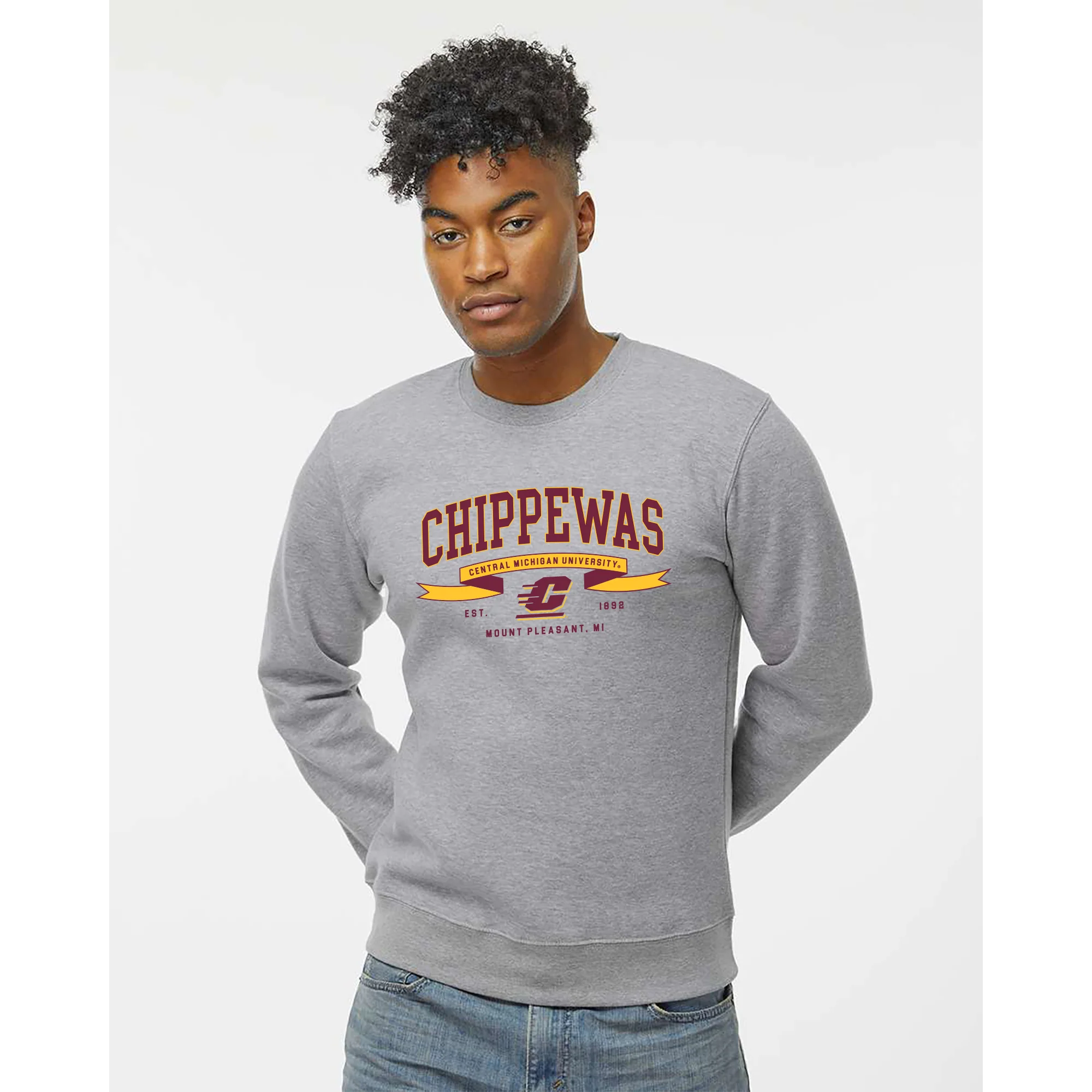 Central Michigan Ribbon Flight JA BTB Crewneck - Oxford - Image 3