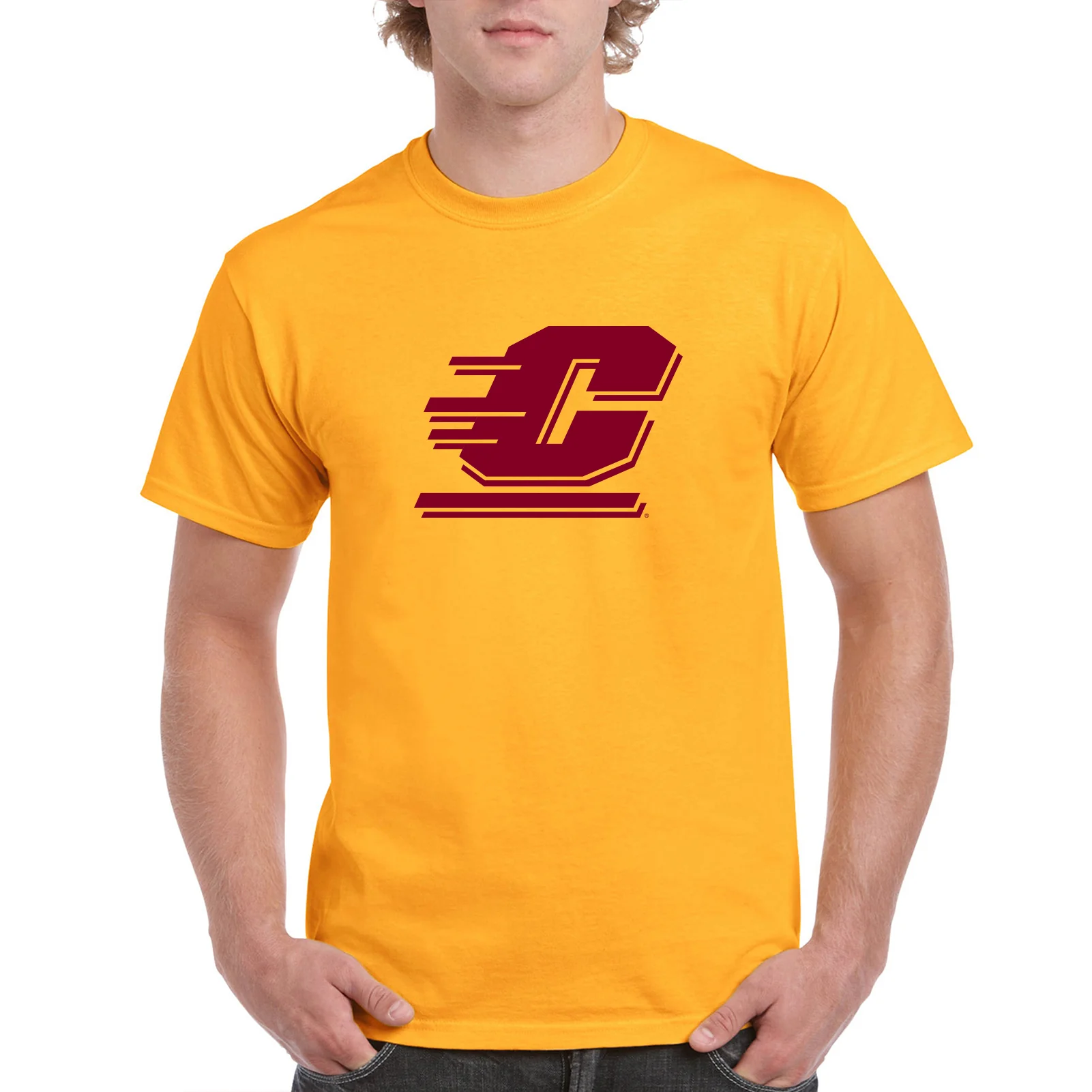 Central Michigan University Chippewas Action C Short Sleeve T Shirt - Gold - Image 3