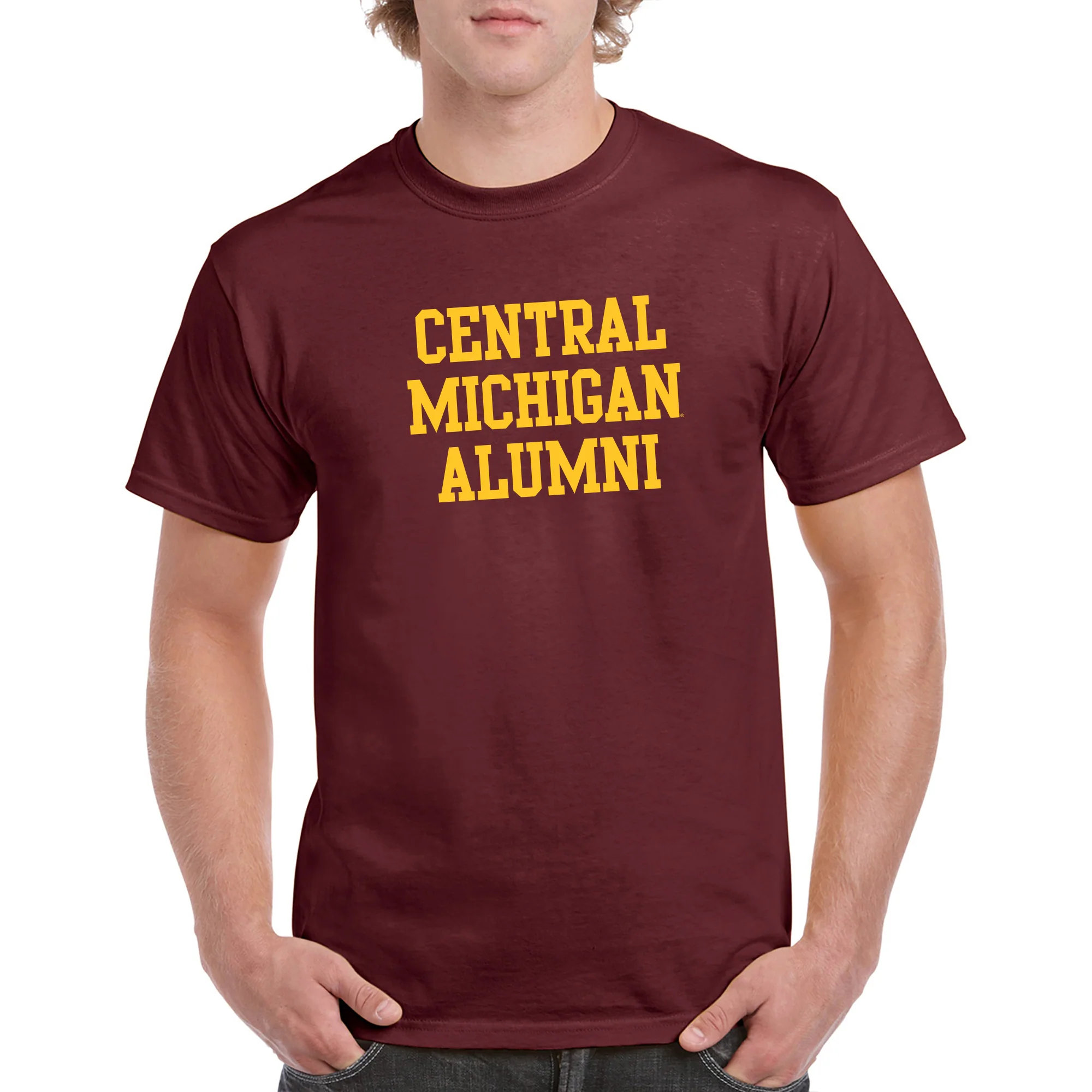 Central Michigan University Chippewas Basic Block Alumni Short Sleeve T Shirt - Maroon - Image 3