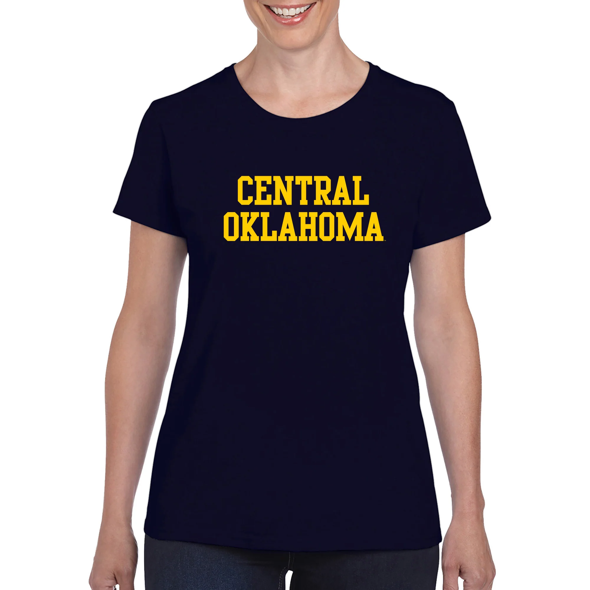 Central Oklahoma University Bronchos Basic Block Womens Short Sleeve T Shirt - Navy - Image 3