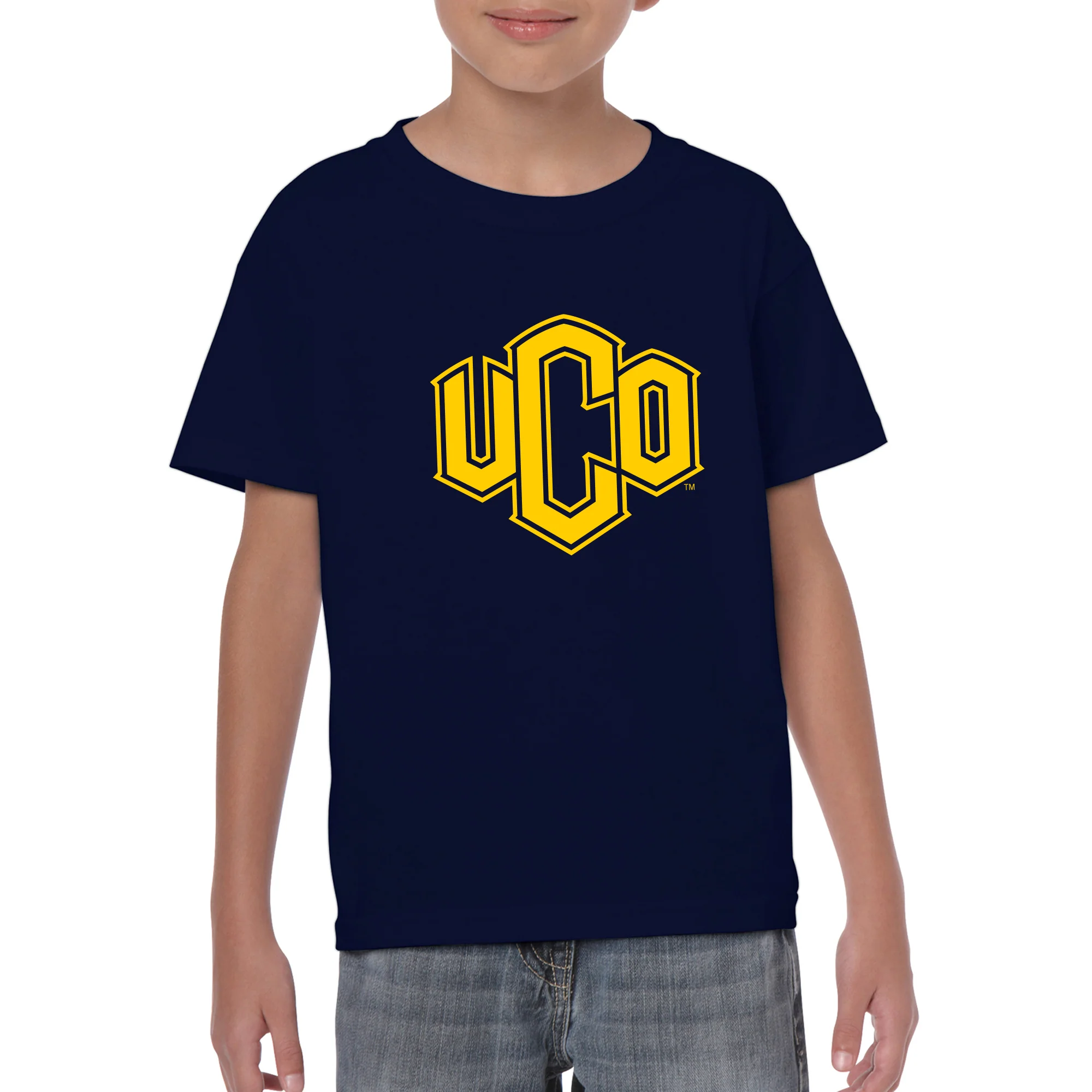 Central Oklahoma University Bronchos Primary Logo Youth Short Sleeve T Shirt - Navy - Image 3