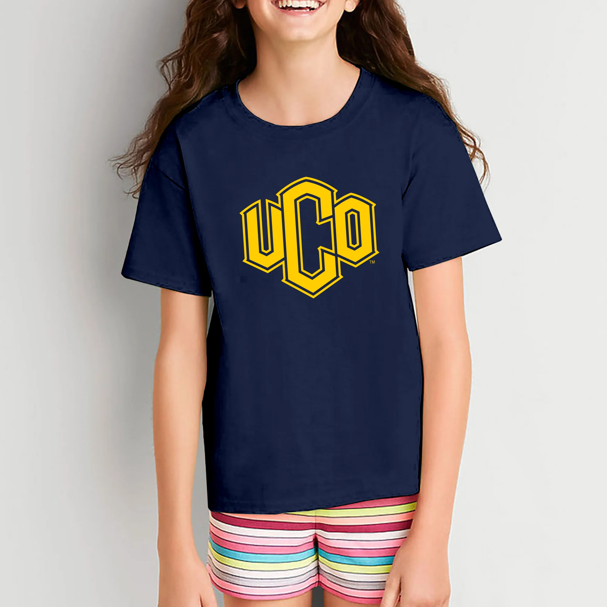 Central Oklahoma University Bronchos Primary Logo Youth Short Sleeve T Shirt - Navy - Image 4