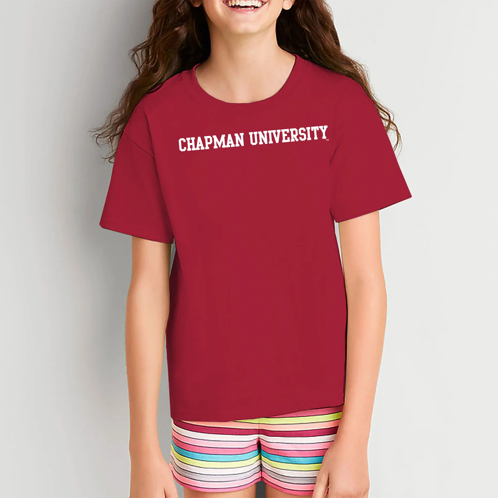 Chapman University Panthers Basic Block Youth T-Shirt - Cardinal - Image 4