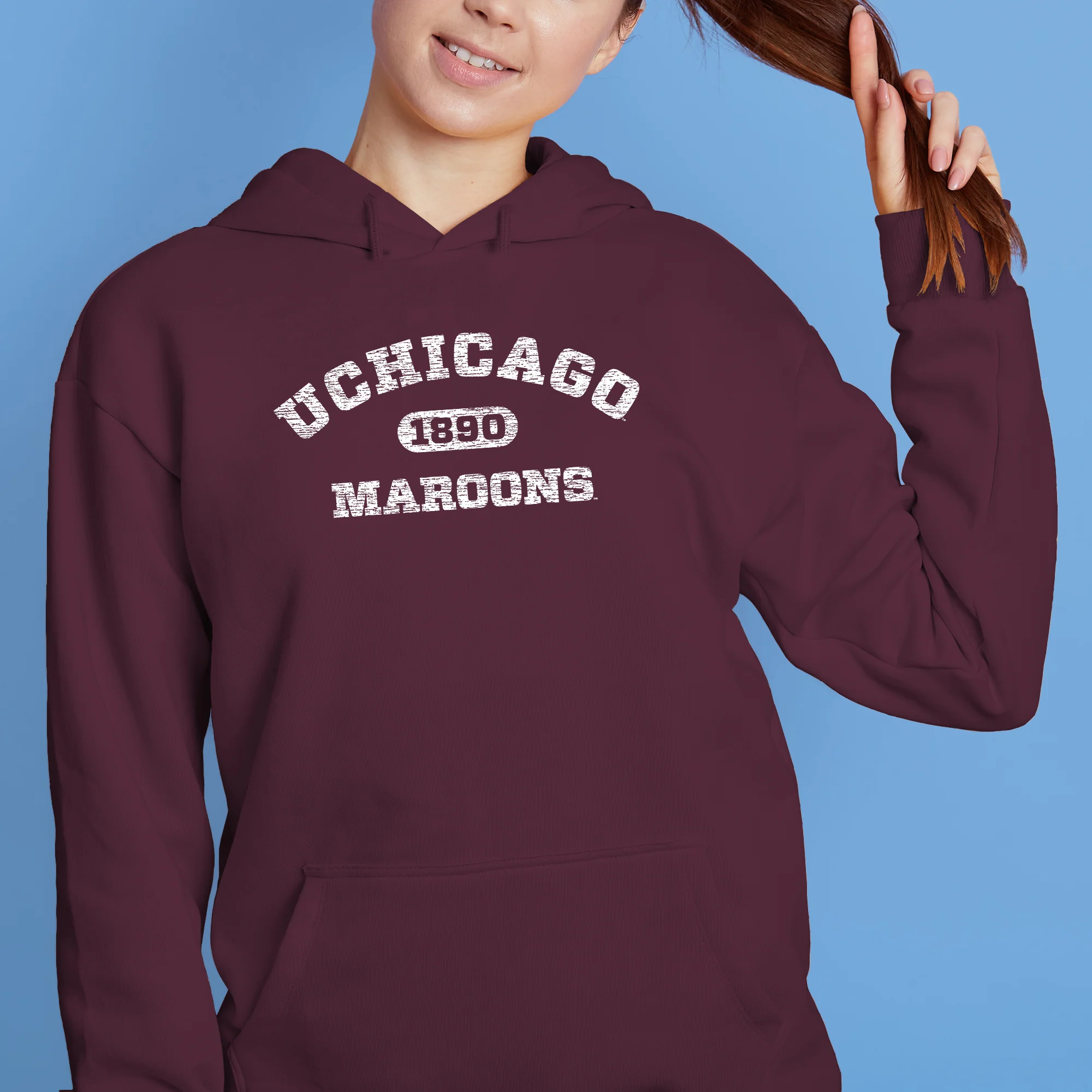 University of Chicago Maroons Athletic Arch Heavy Blend Hoodie - Maroon - Image 4