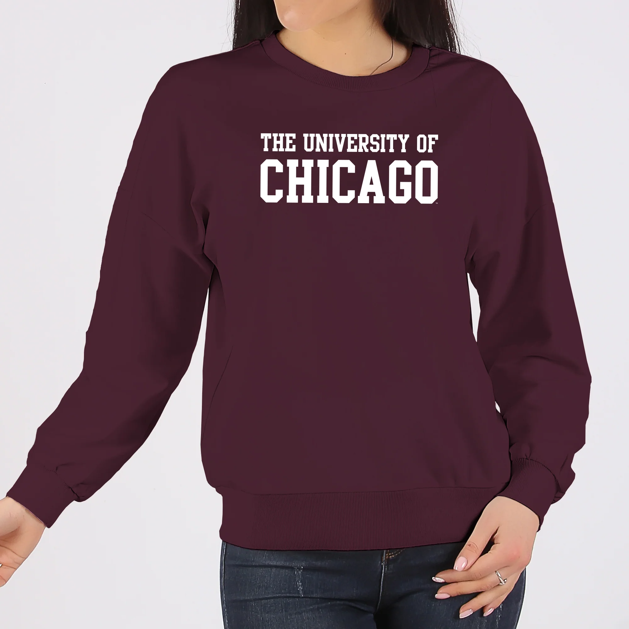 University of Chicago Maroons Basic Block Crewneck Sweatshirt - Maroon - Image 3