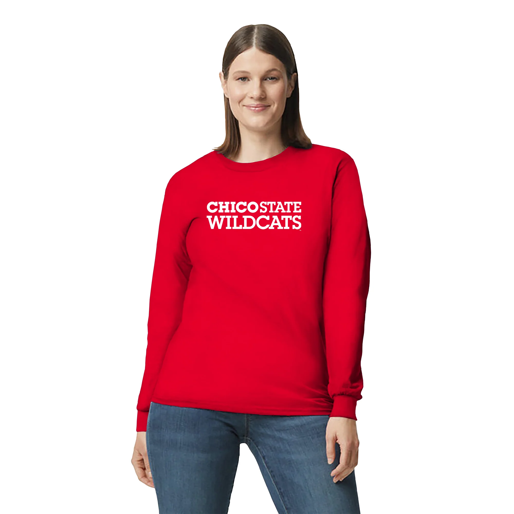 Chico State Wildcats Basic Block Long Sleeve T-Shirt - Red - Image 4