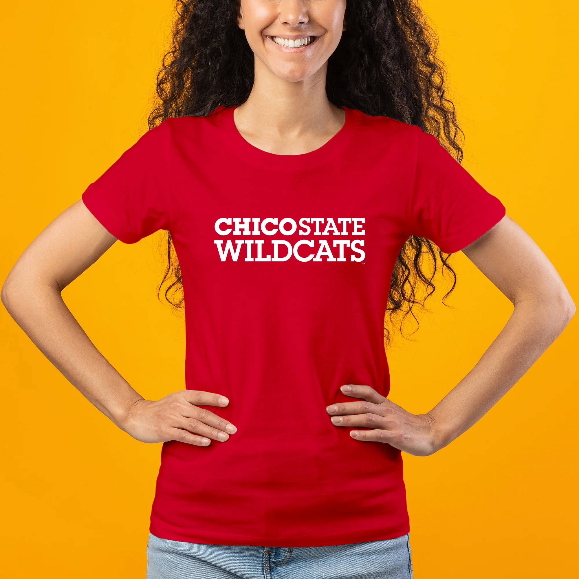 Chico State Wildcats Basic Block Women's T-Shirt - Red - Image 4