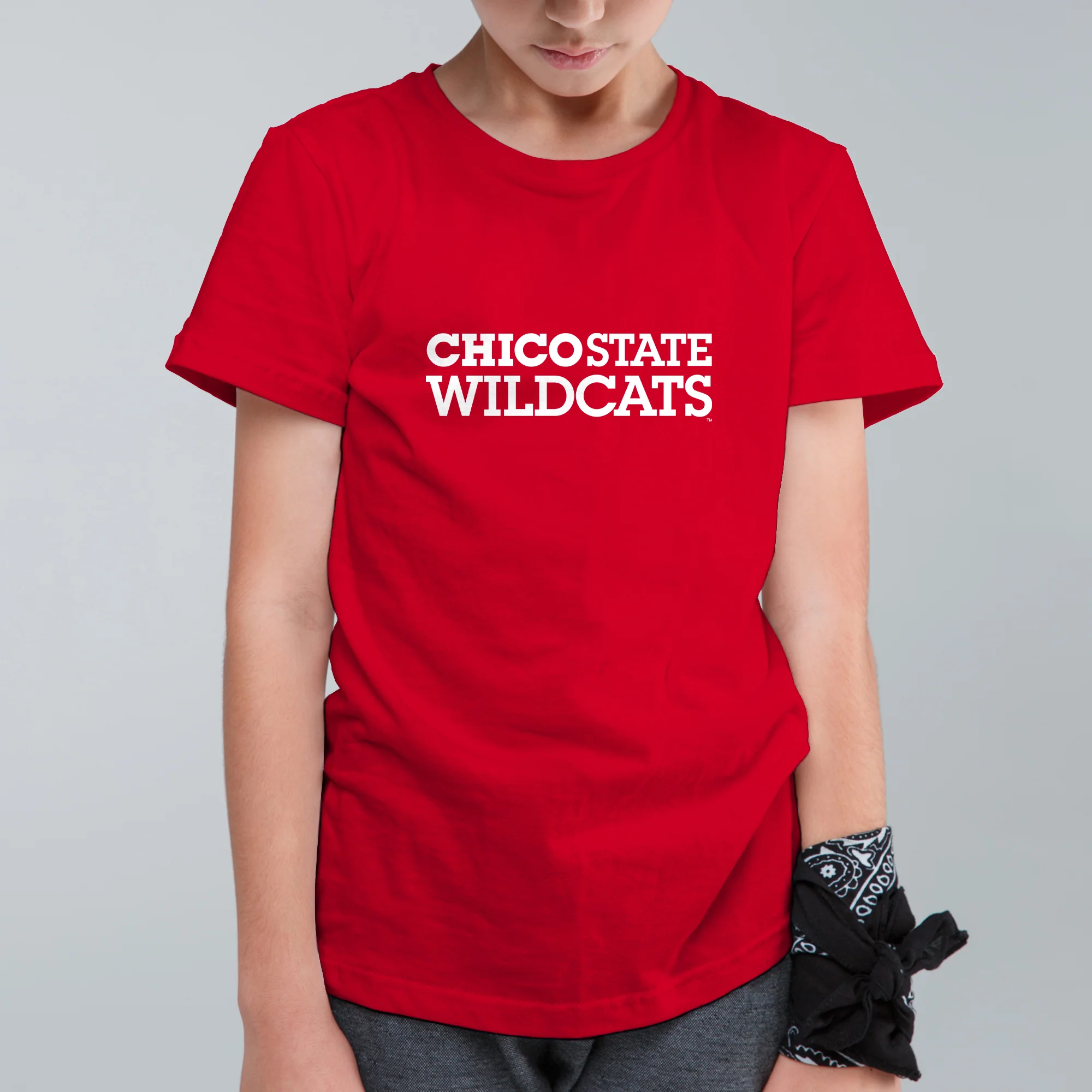 Chico State Wildcats Basic Block Youth T-Shirt - Red - Image 3