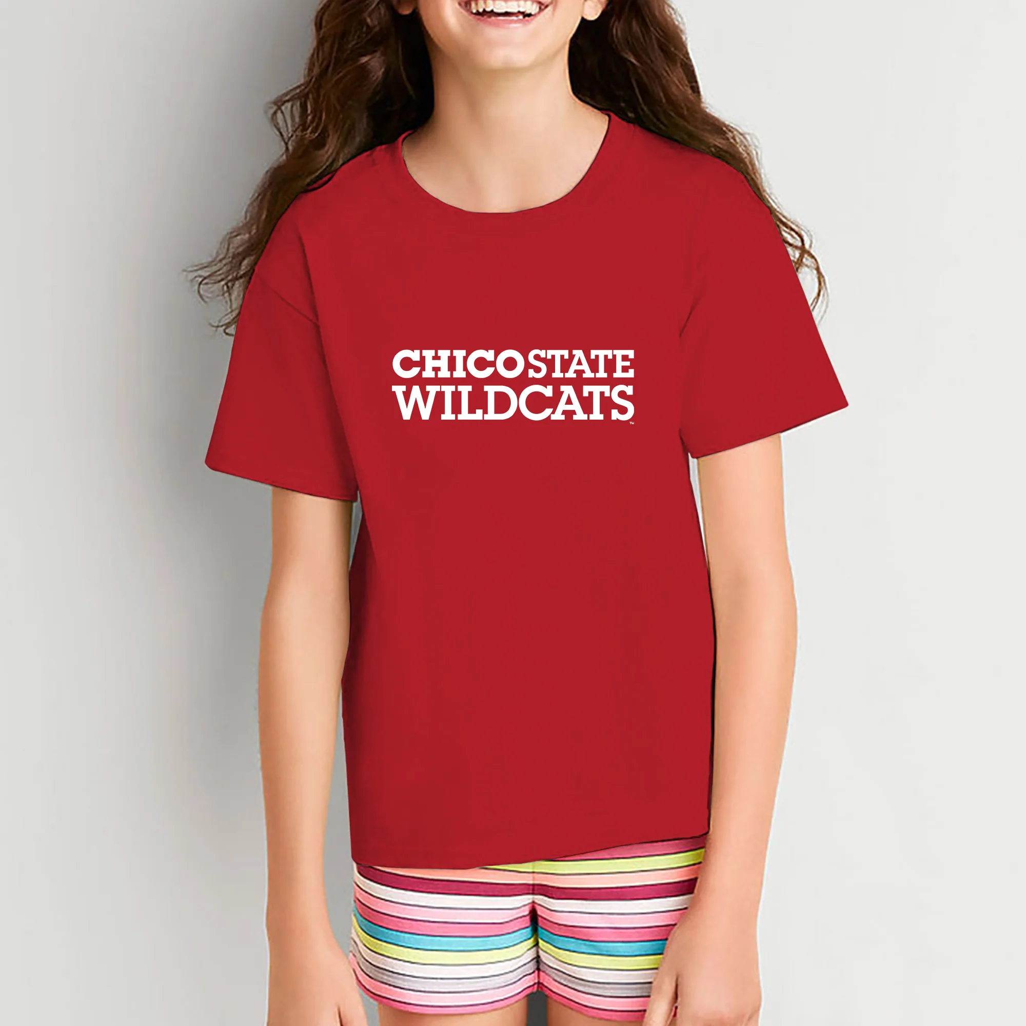Chico State Wildcats Basic Block Youth T-Shirt - Red - Image 4