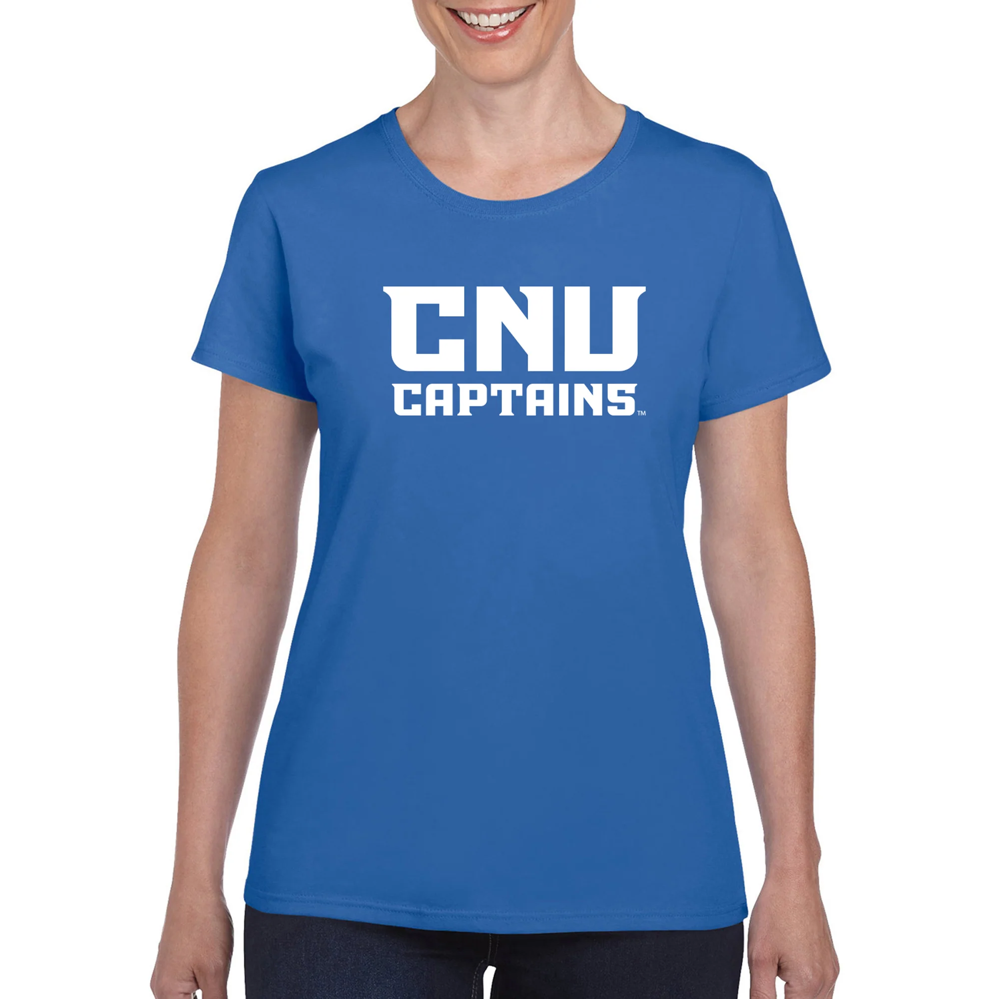 Christopher Newport University Captains Basic Block Women's Short Sleeve T-Shirt - Royal - Image 3