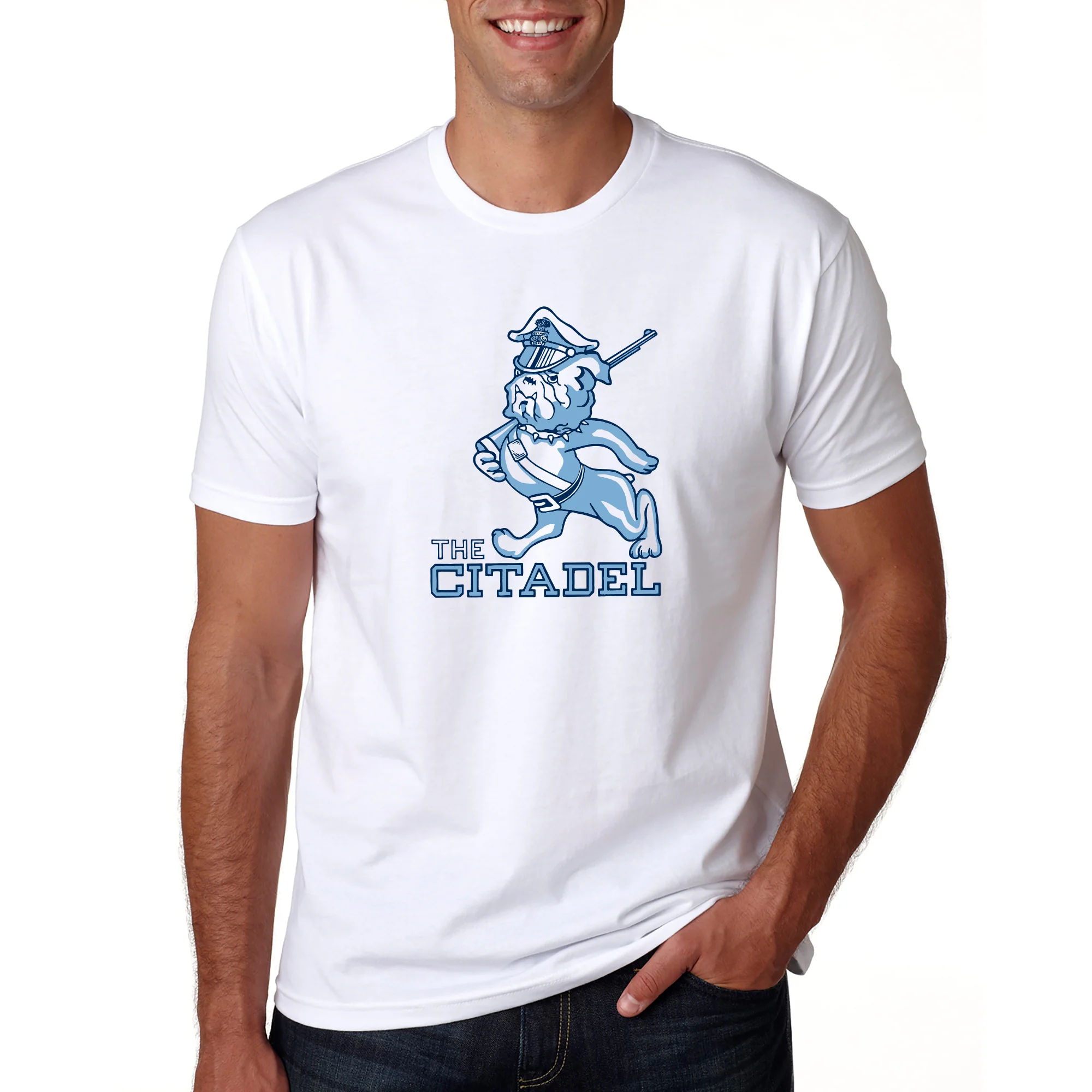 Citadel Marching Bulldog Premium Cotton T-Shirt - White - Image 3