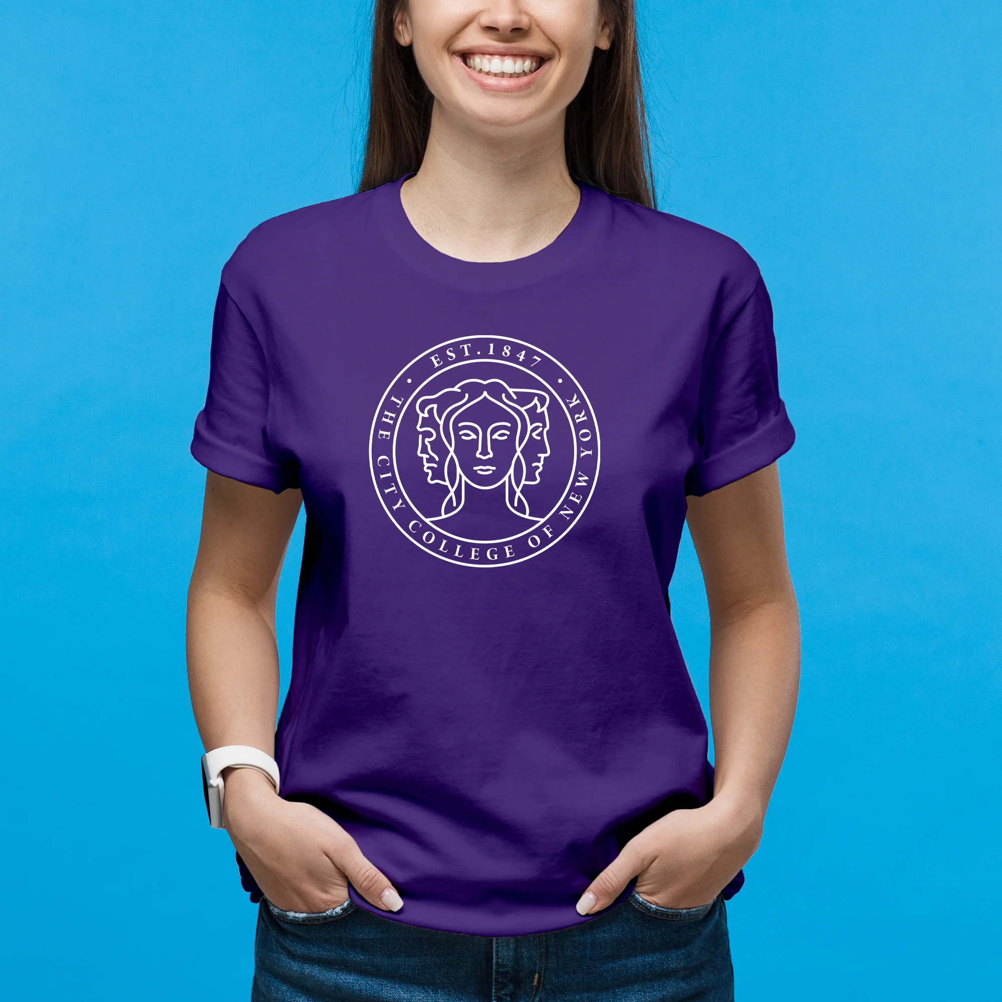 City College of New York Beavers Primary Logo T-Shirt - Purple - Image 4