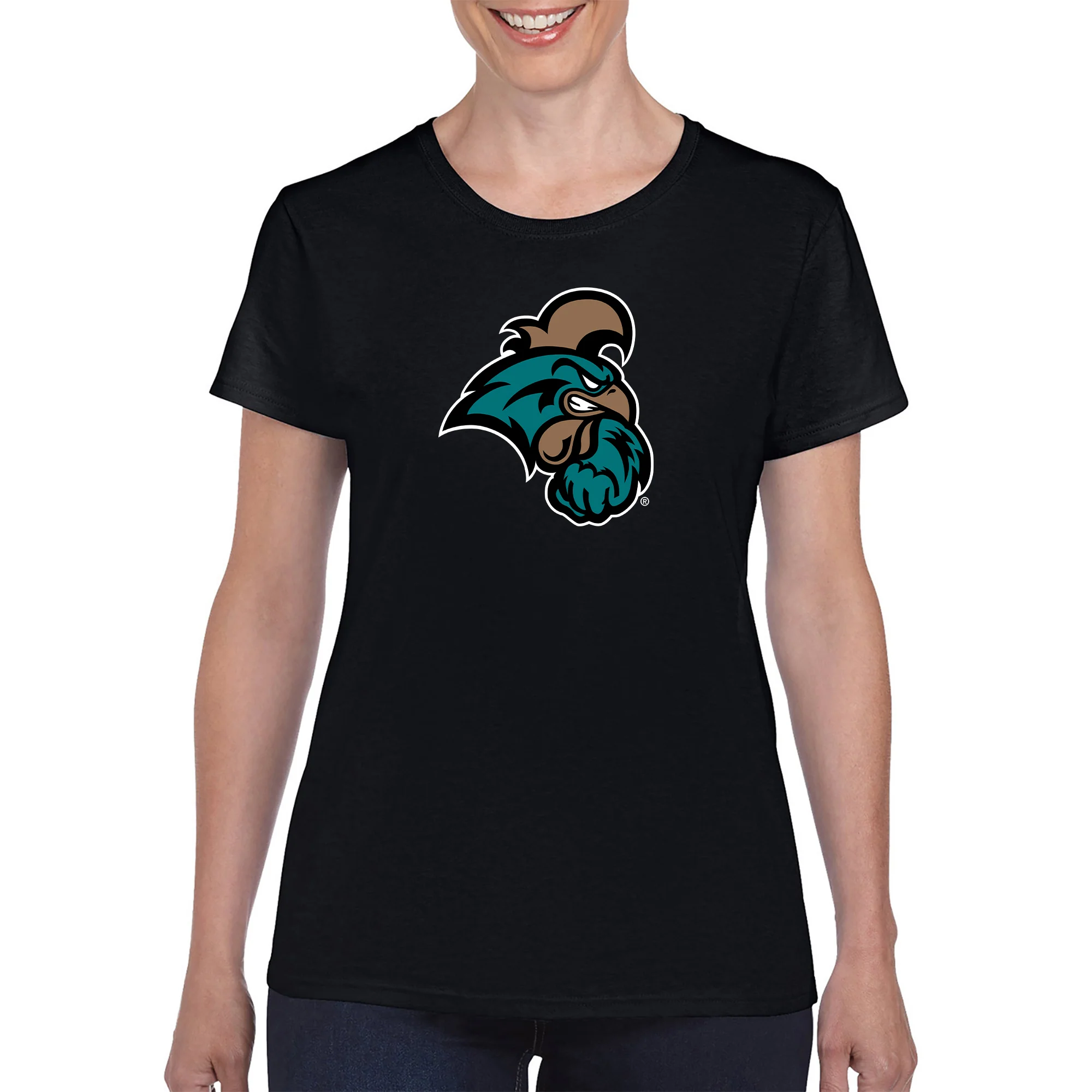 Coastal Carolina Chanticleers Primary Logo Women's T-Shirt - Black - Image 3