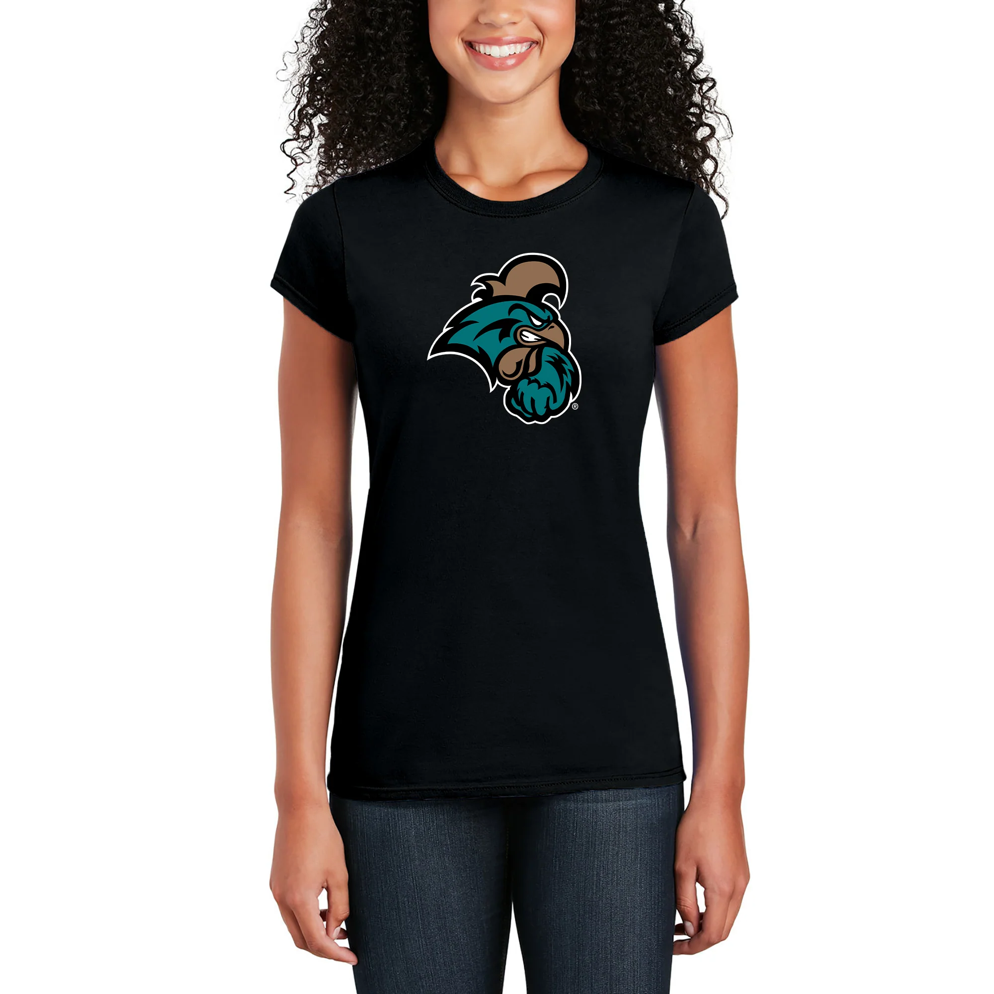Coastal Carolina Chanticleers Primary Logo Women's T-Shirt - Black - Image 4
