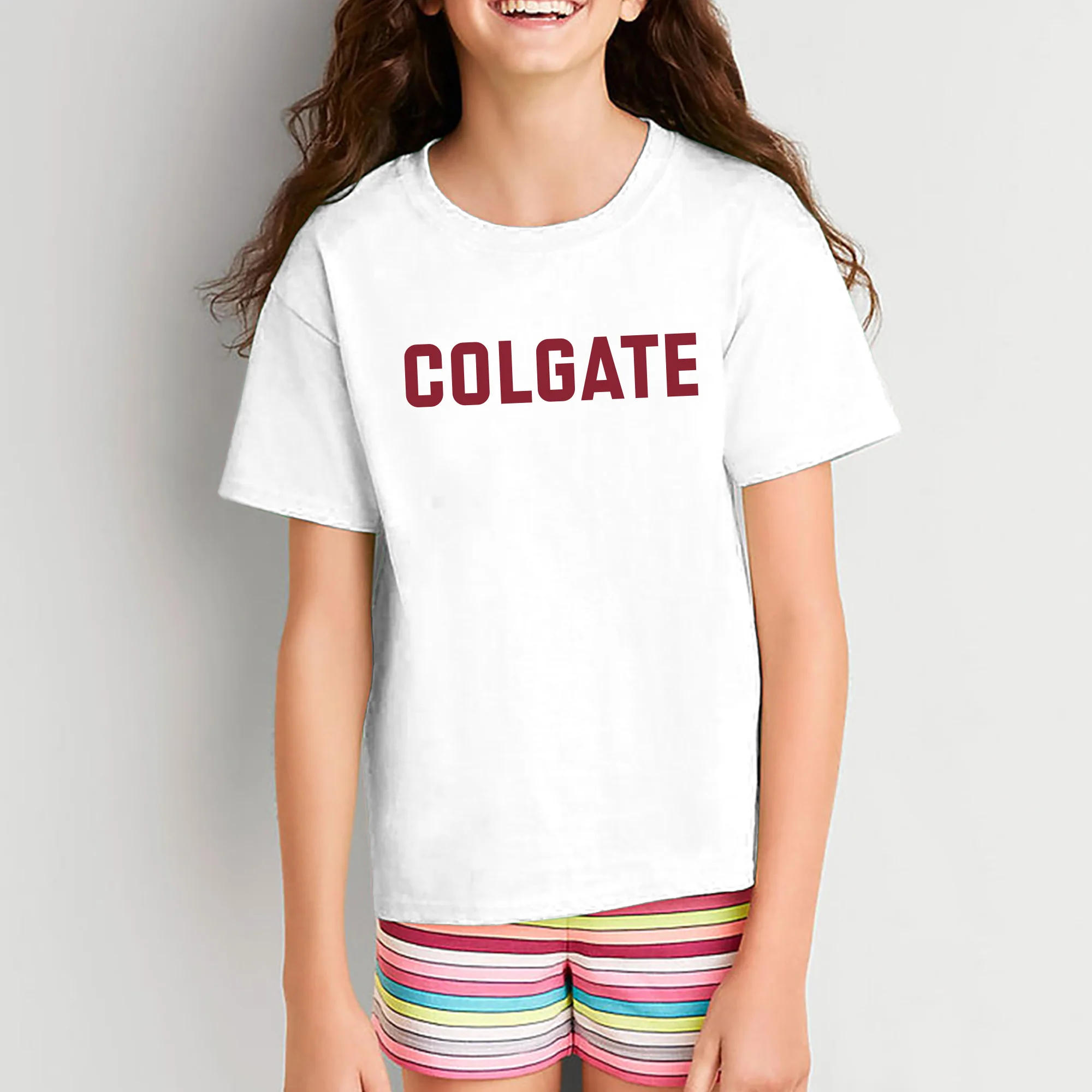 Colgate University Raiders Basic Block Youth Short Sleeve T Shirt - White - Image 4