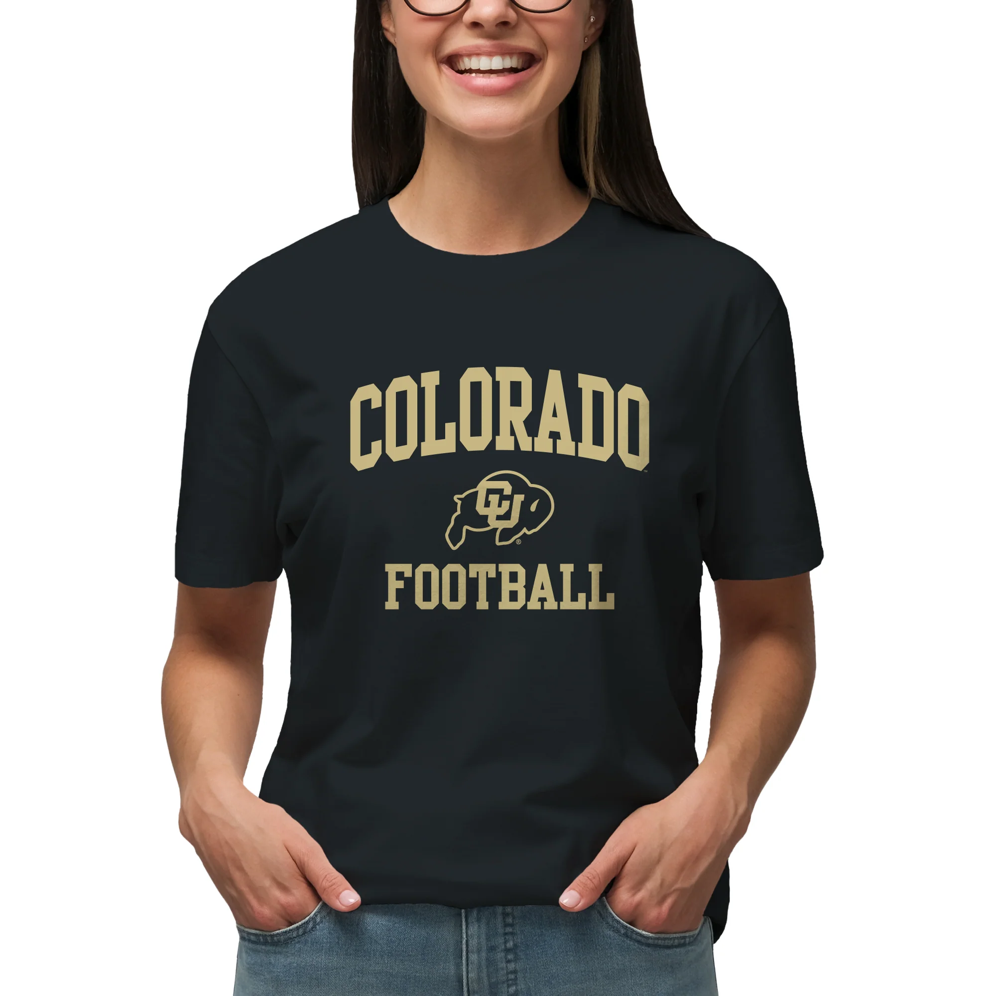 Colorado Arch Logo Football T-Shirt - Black - Image 4