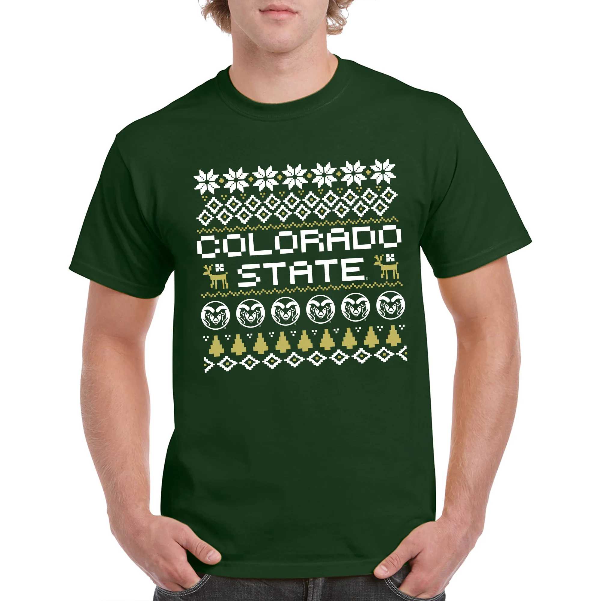 Colorado State Holiday Sweater T-Shirt - Forest - Image 3