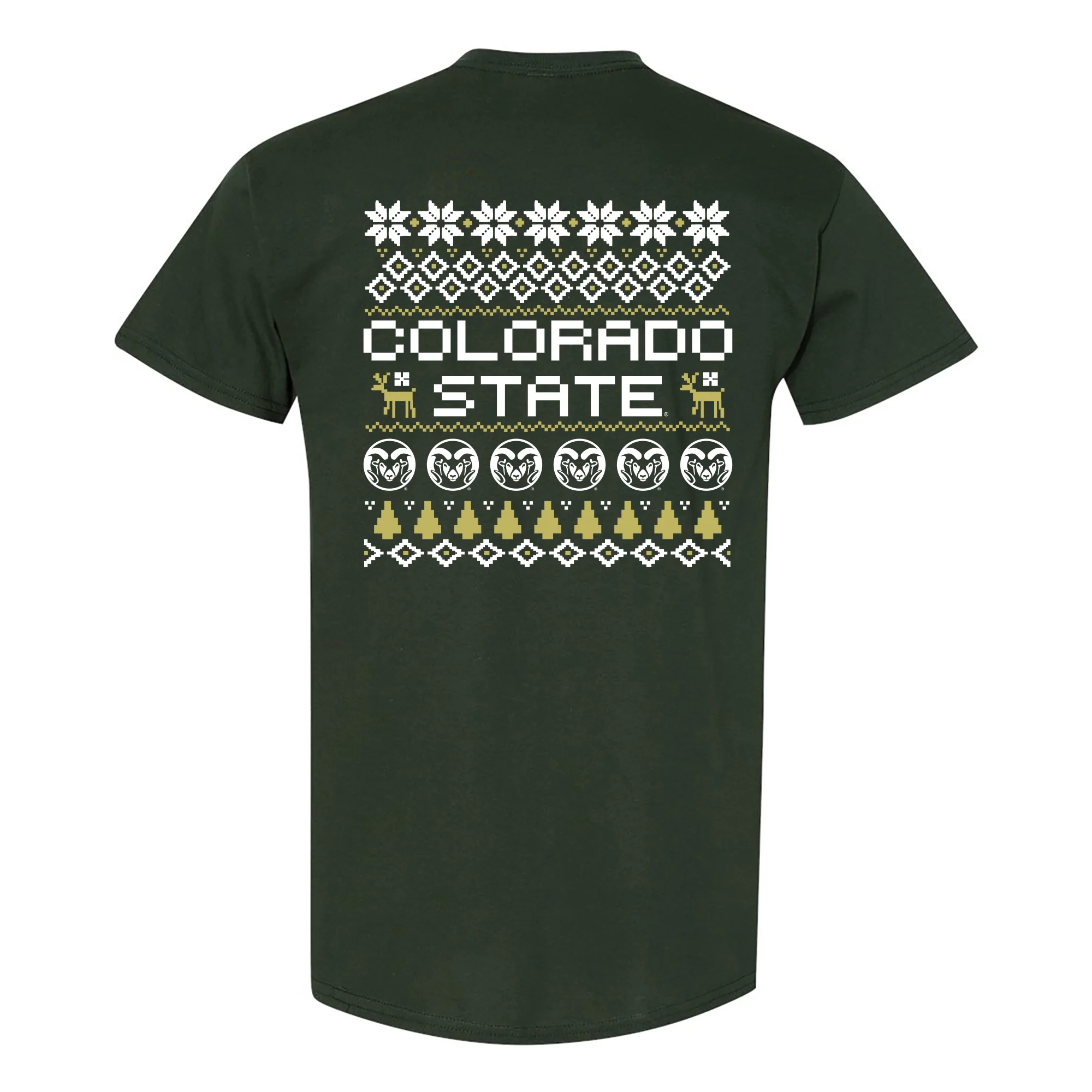 Colorado State Holiday Sweater T-Shirt - Forest - Image 4