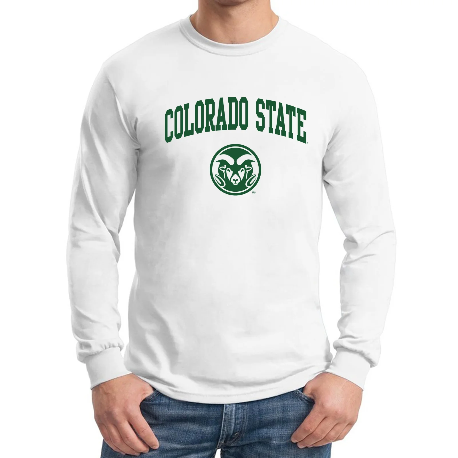 Colorado State University Rams Arch Logo Long Sleeve - White - Image 3