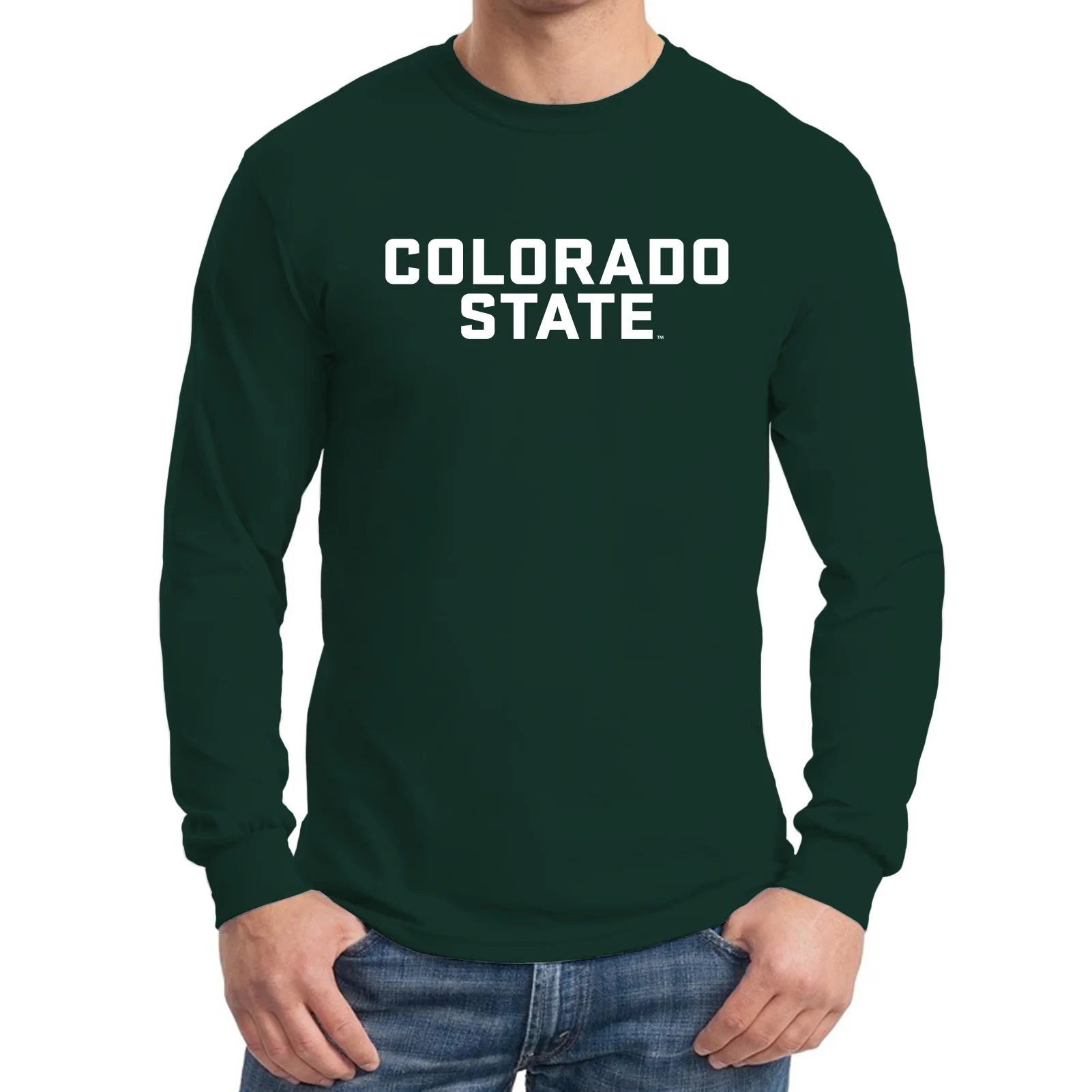 Colorado State University Rams Basic Block Long Sleeve T Shirt - Forest - Image 3
