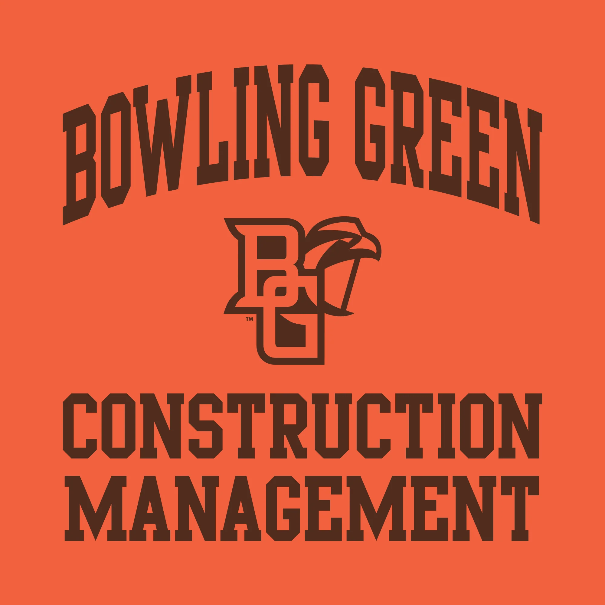 Bowling Green State University Falcons Arch Logo Construction Management Basic Cotton Short Sleeve T Shirt - Orange - Image 2