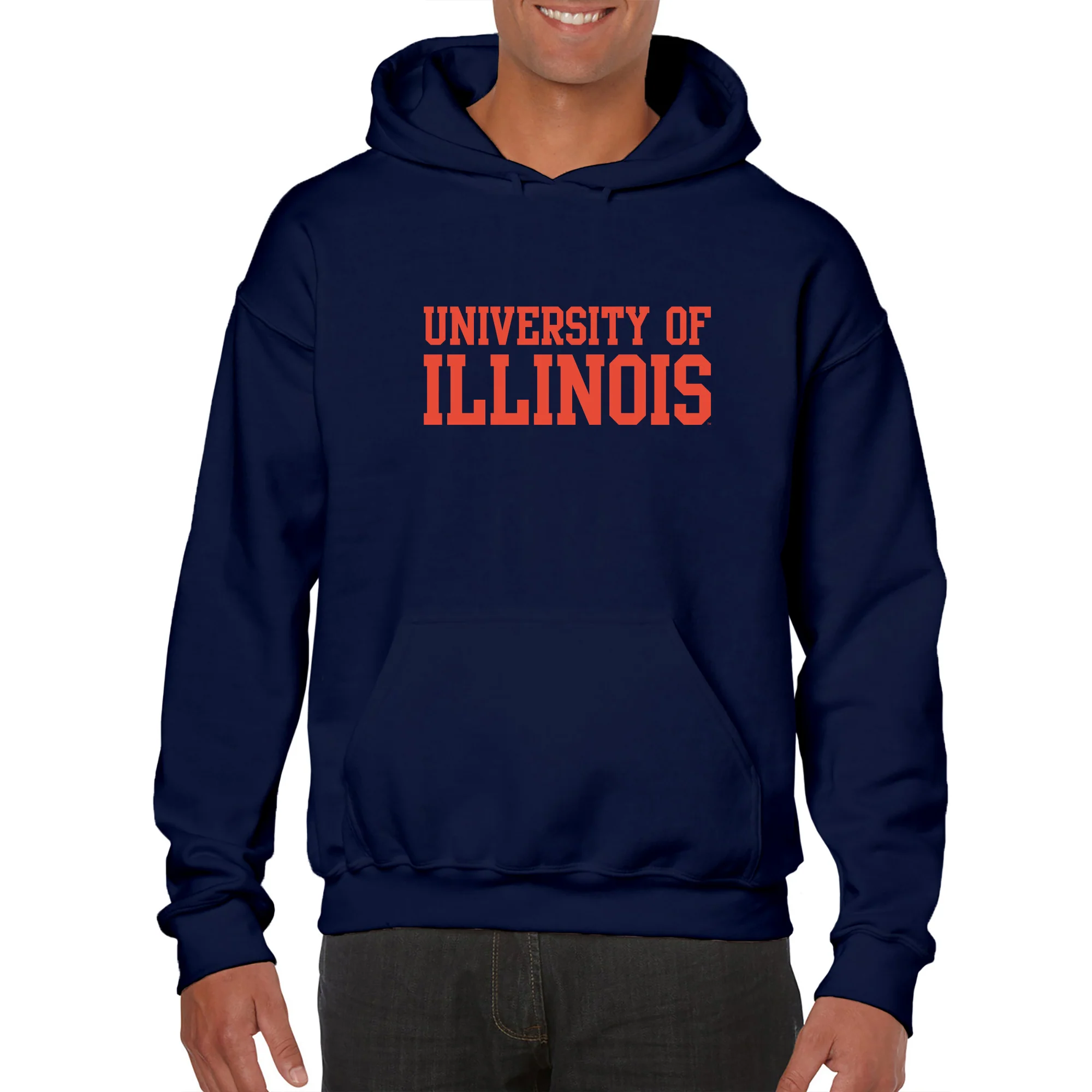 University of Illinois Fighting Illini Basic Block Cotton Hoodie - Navy - Image 3