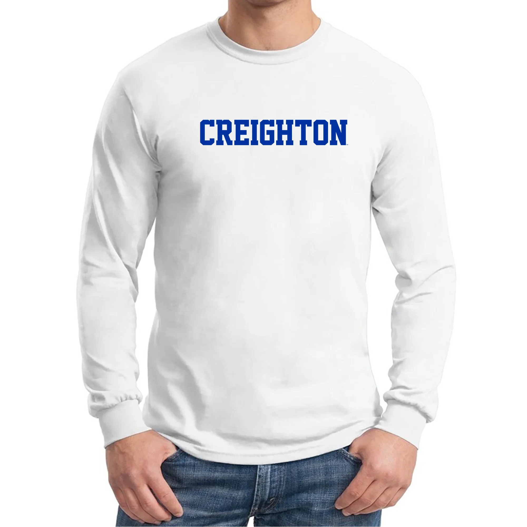 Creighton University Bluejays Basic Block Long Sleeve T Shirt - White - Image 3