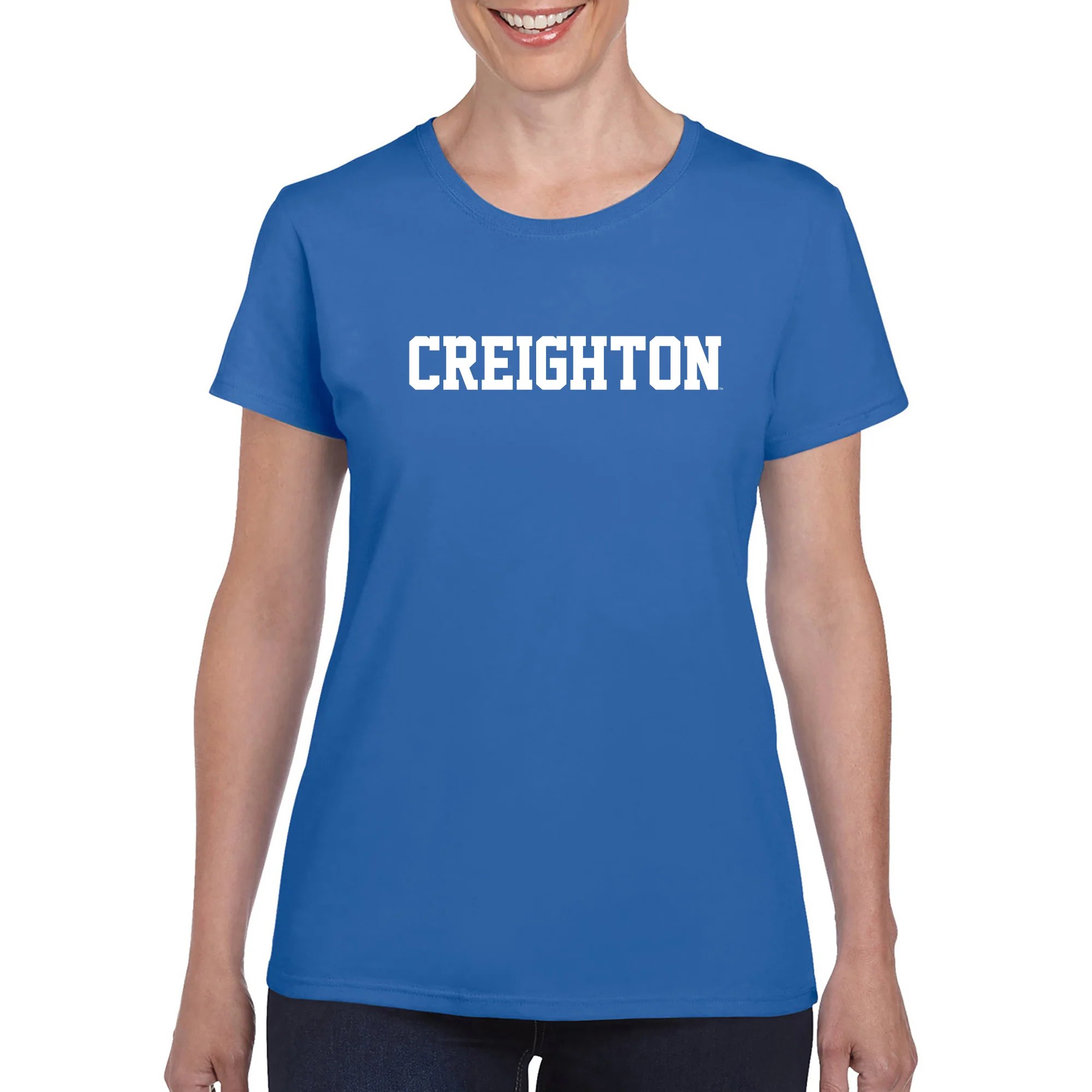 Creighton University Bluejays Basic Block Women's Short Sleeve T Shirt - Royal - Image 3