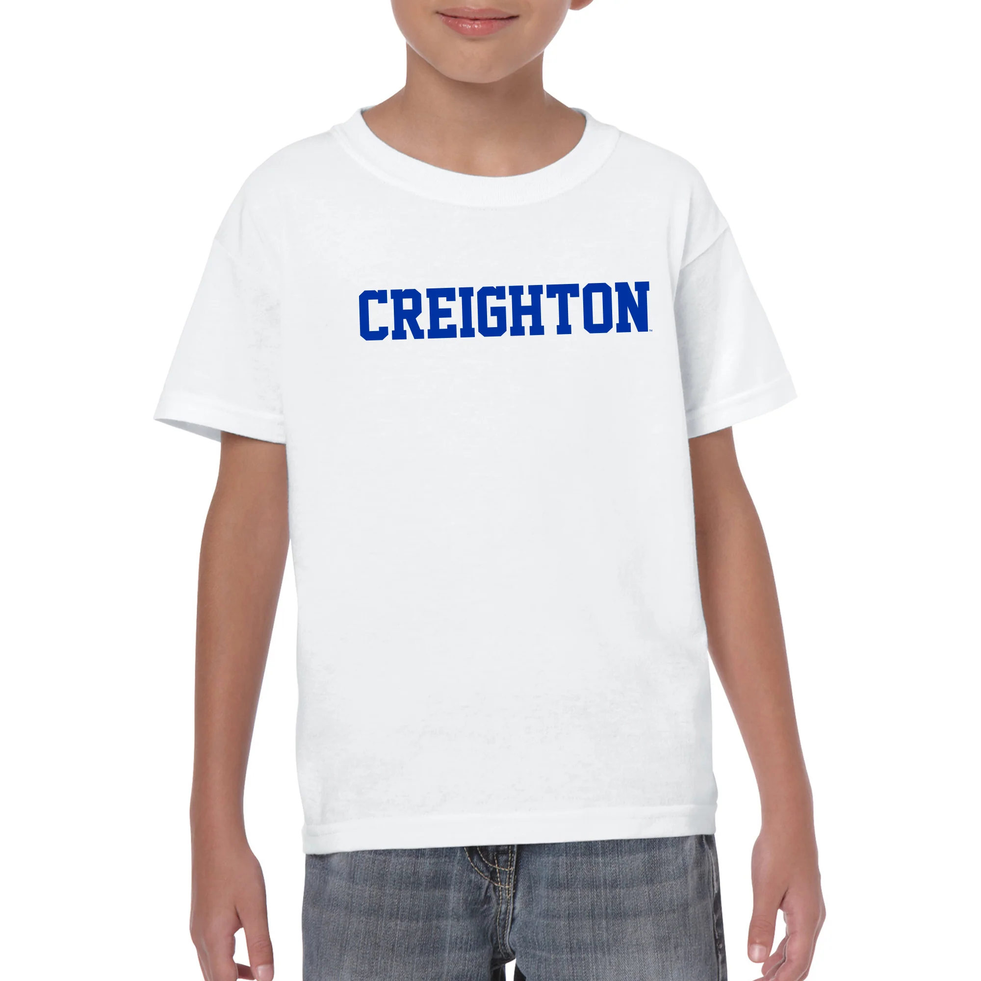 Creighton University Bluejays Basic Block Youth Short Sleeve T Shirt - White - Image 3