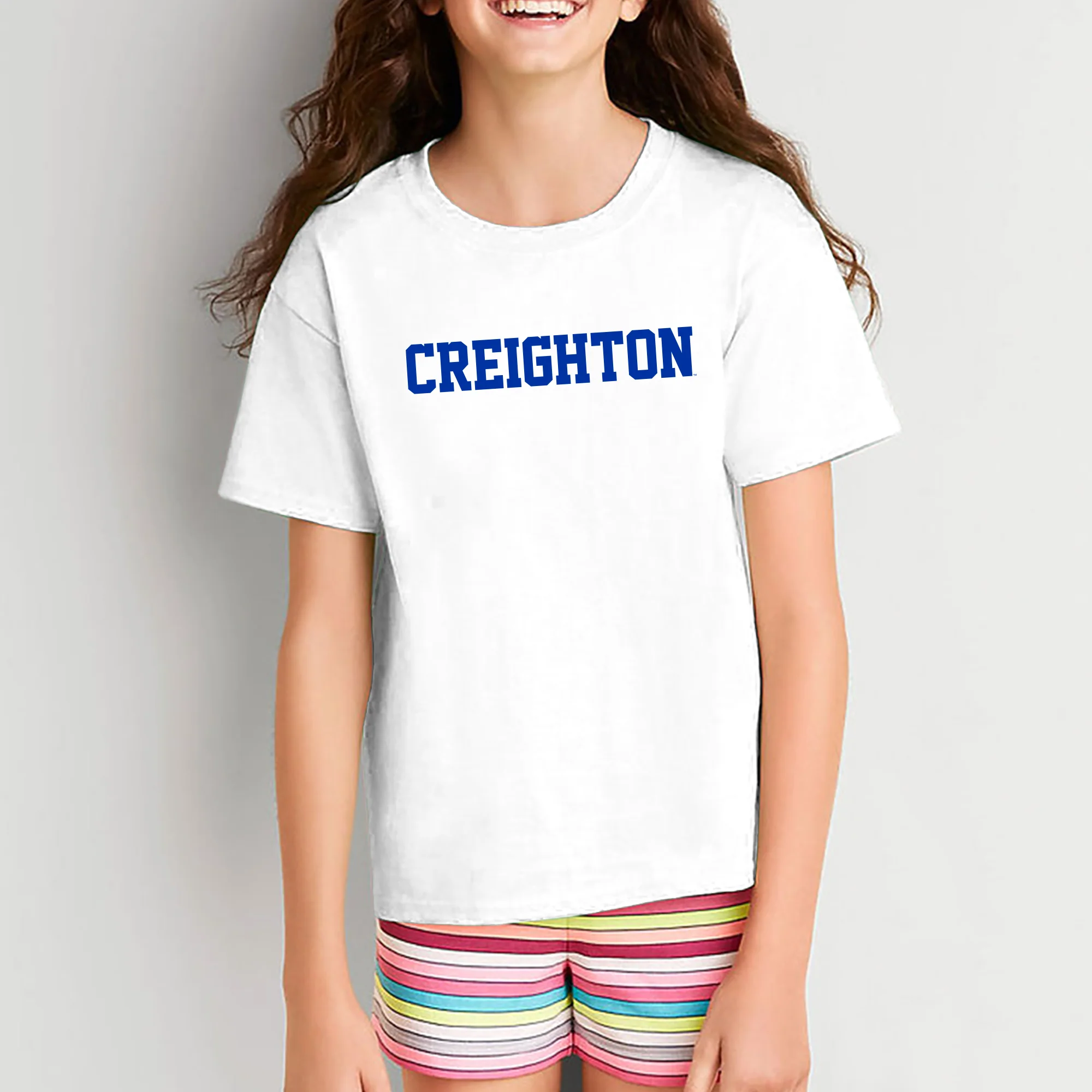 Creighton University Bluejays Basic Block Youth Short Sleeve T Shirt - White - Image 4