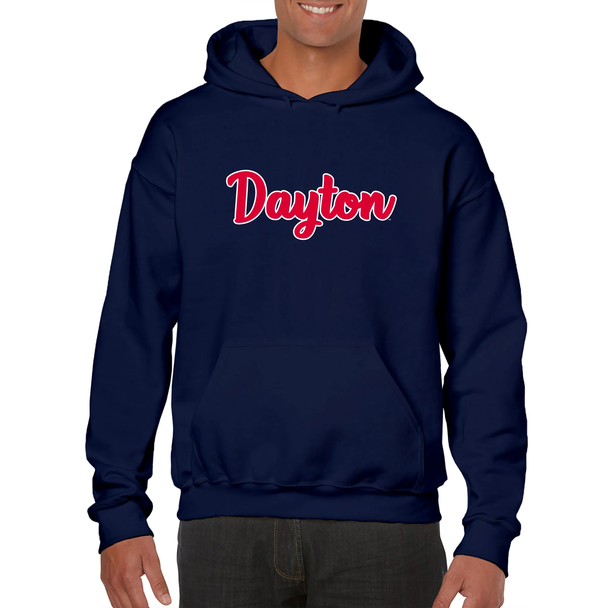 University of Dayton Flyers Basic Script Heavy Blend Hoodie - Navy - Image 3