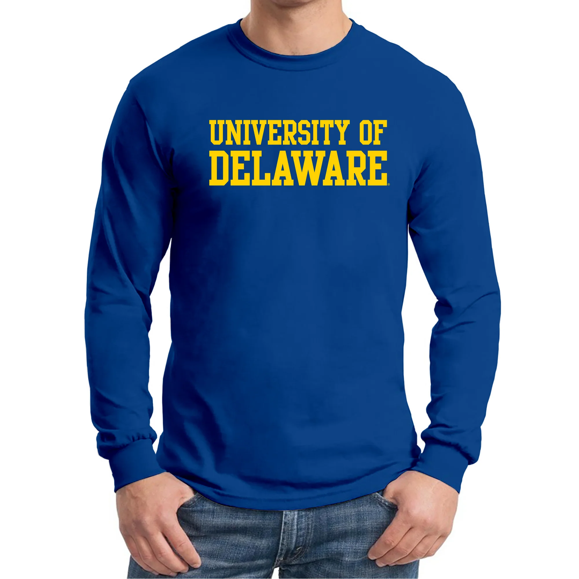 Delaware Blue Hens Basic Block Long Sleeve T Shirt - Royal - Image 3