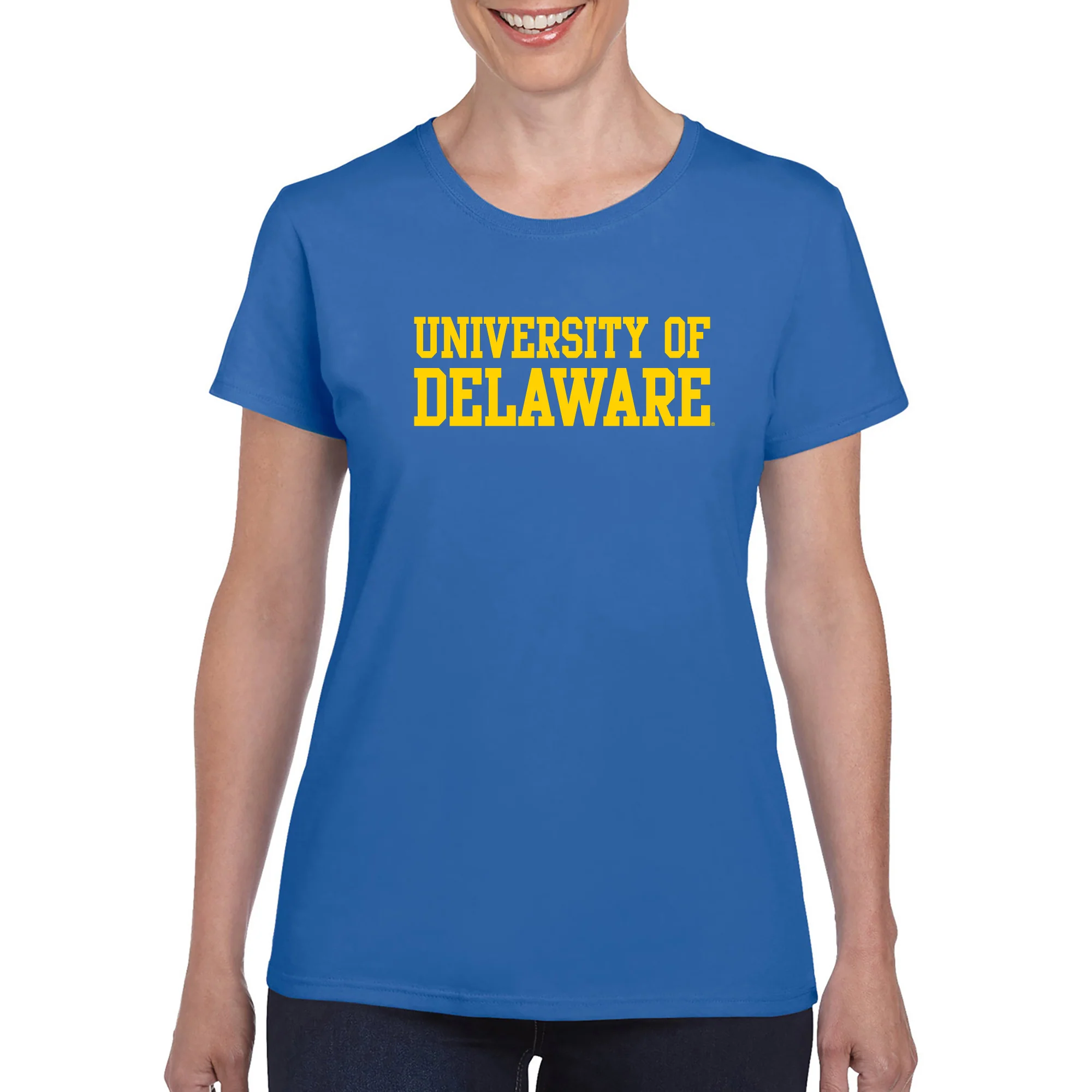 Delaware Blue Hens Basic Block Women's T Shirt - Royal - Image 4