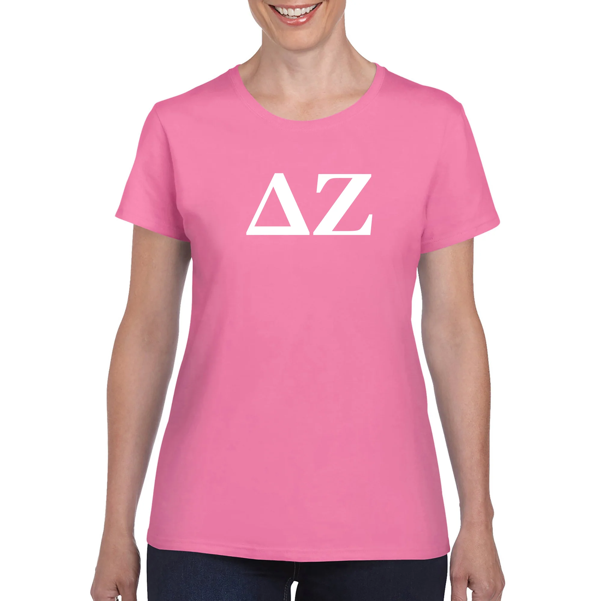 Delta Zeta Greek Letter Block Womens T-Shirt - Image 4