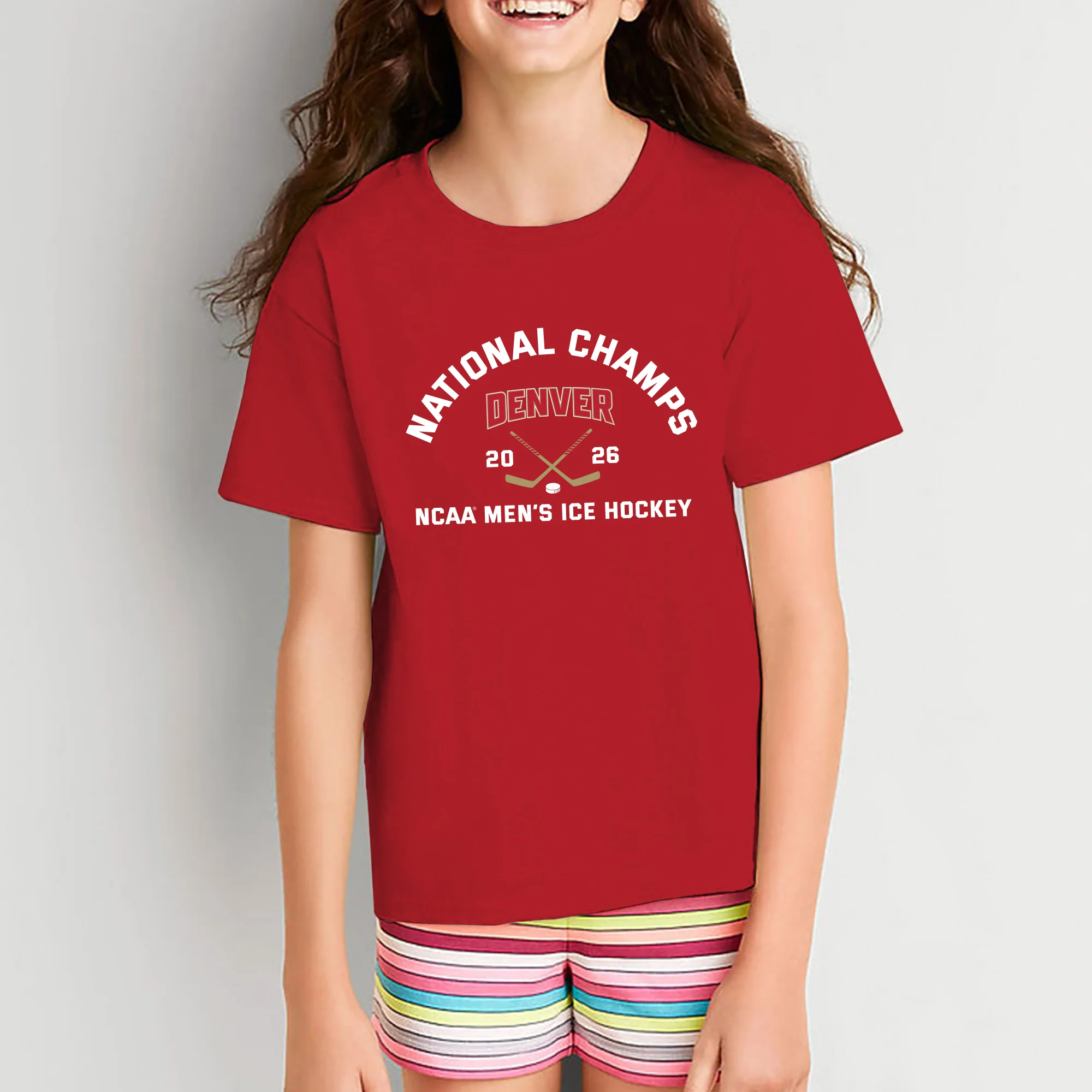 Denver 2026 Hockey National Champions Blocked Shot Youth T-Shirt - Image 8
