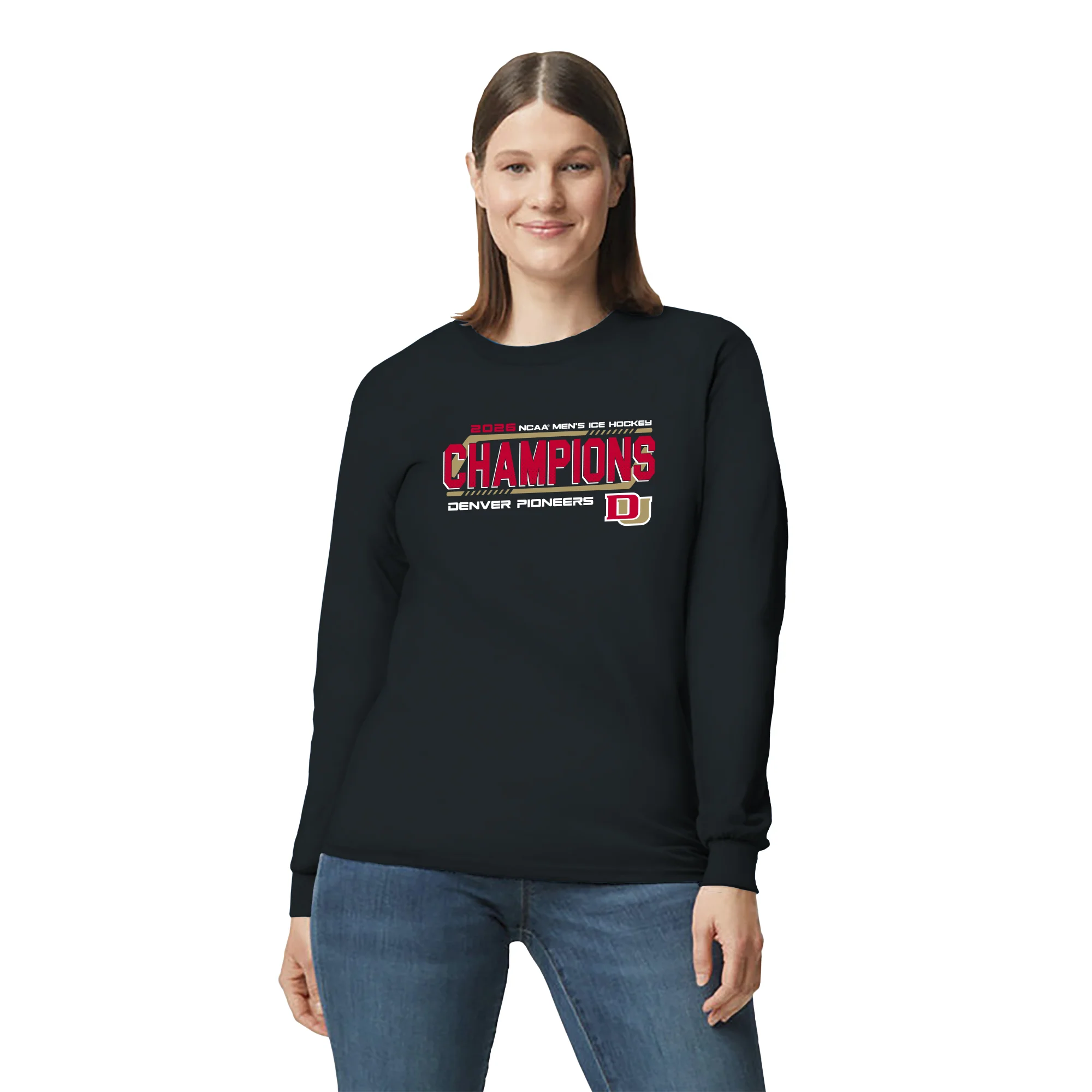 Denver 2026 Hockey National Champions Hockey Frame Long Sleeve - Black - Image 4