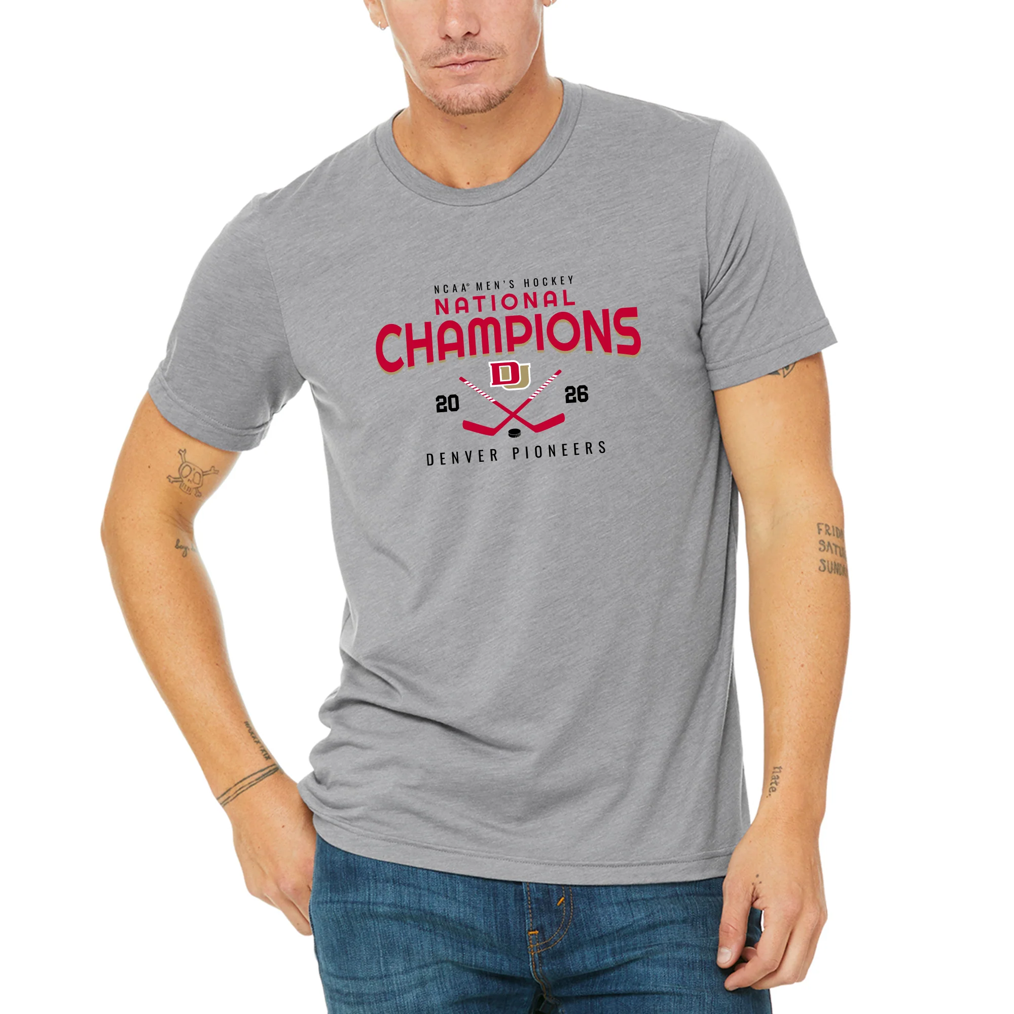 Denver 2026 Hockey National Champions Rounded Triblend T-Shirt - Image 4