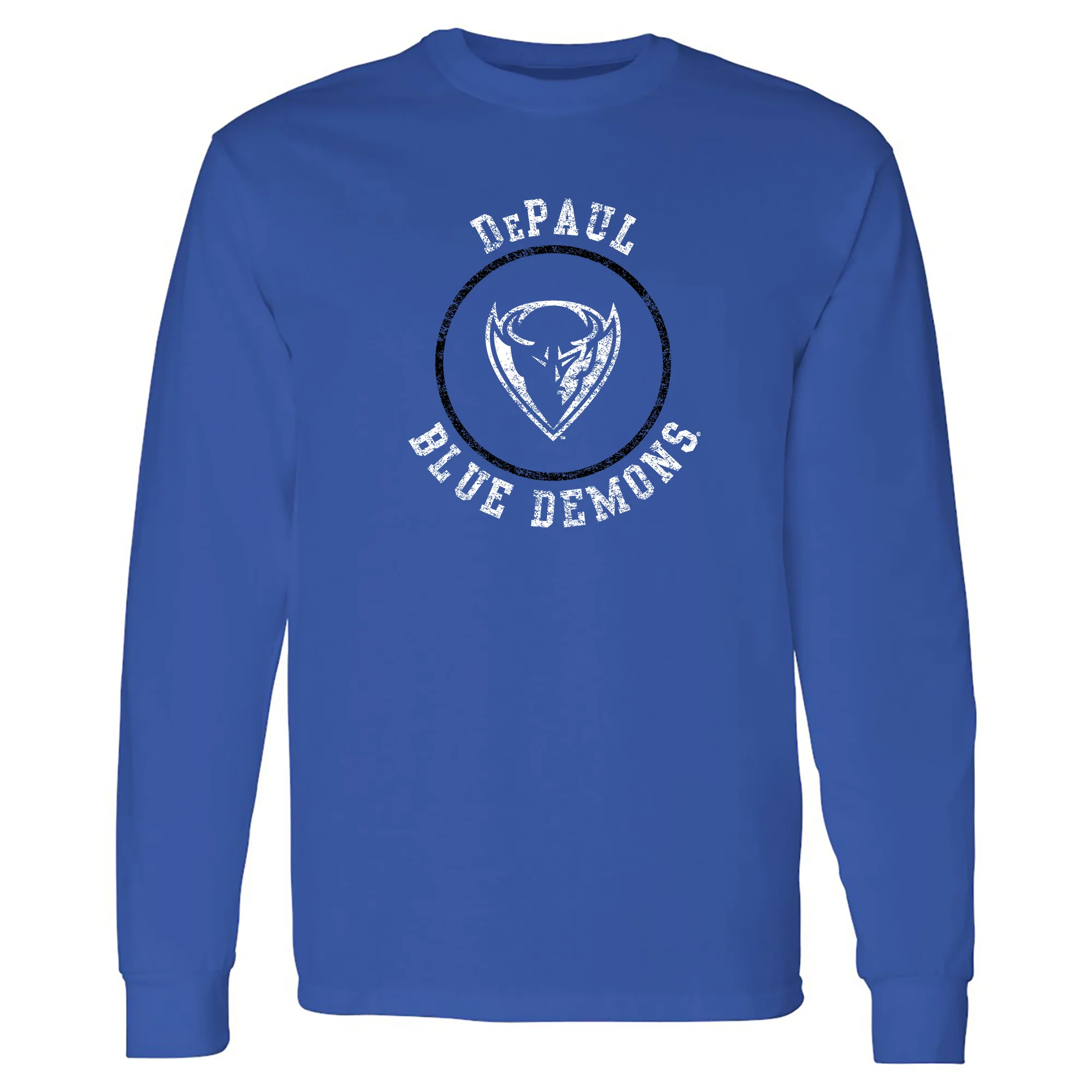 DePaul Distressed Circle Logo Long Sleeve - Royal