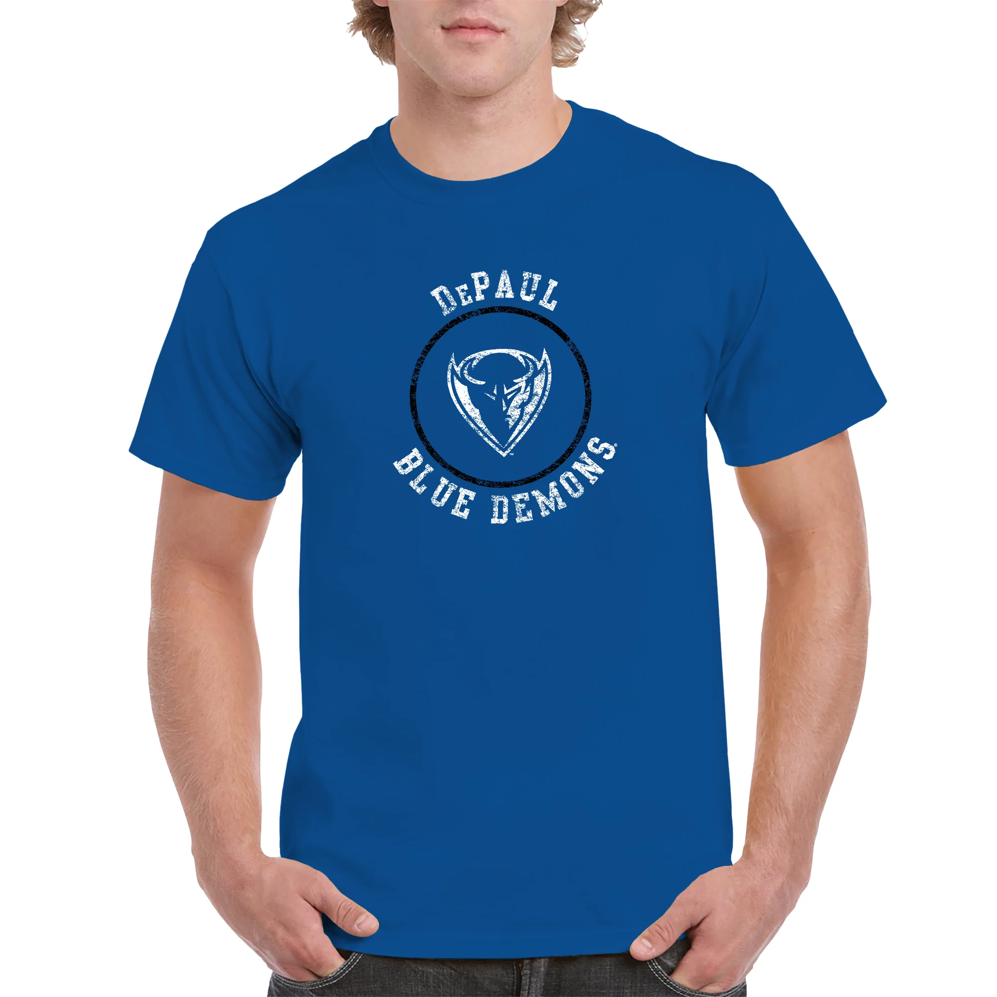 DePaul Distressed Circle Logo T-Shirt - Royal - Image 3