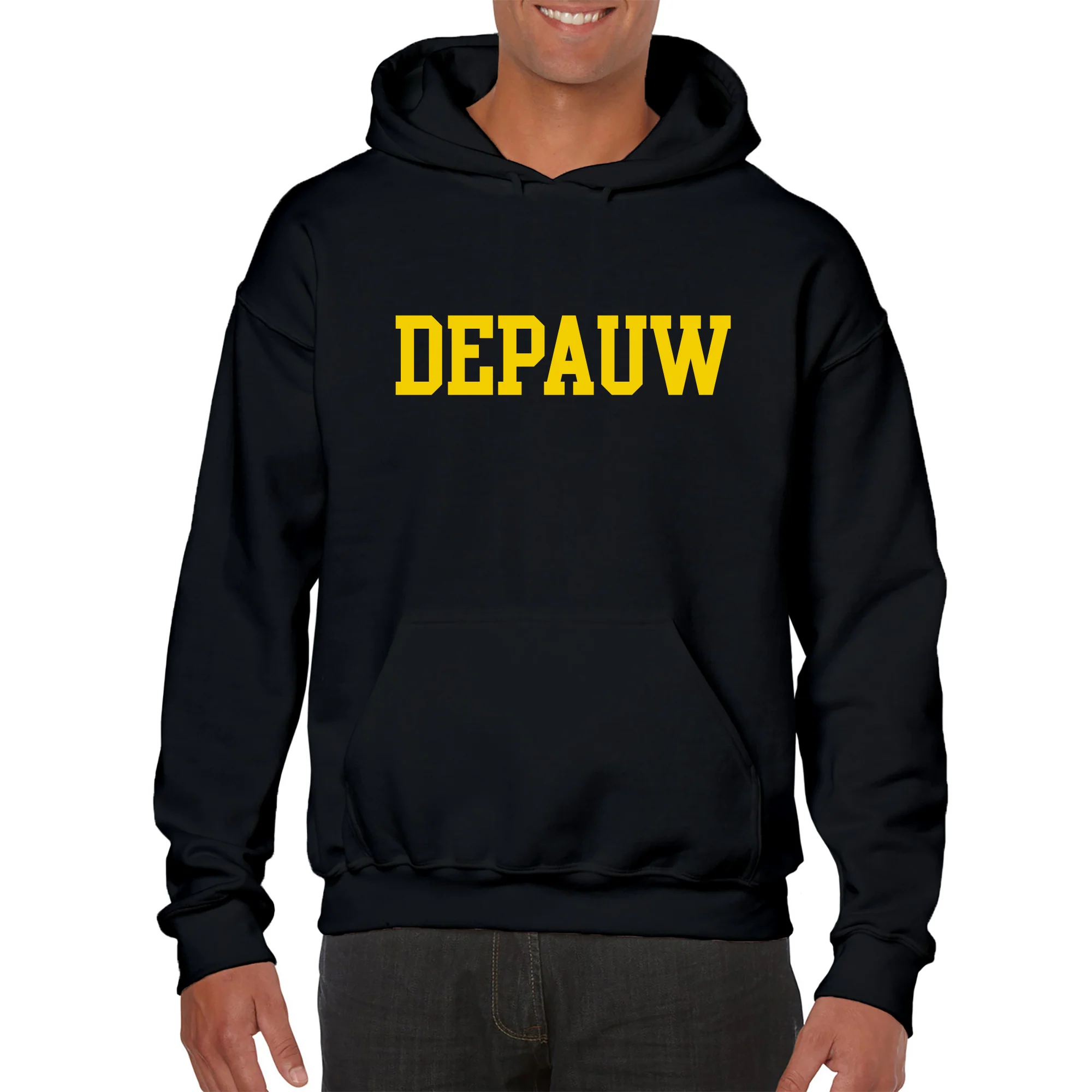 DePauw University Tigers Basic Block Heavy Blend Hoodie - Black - Image 3