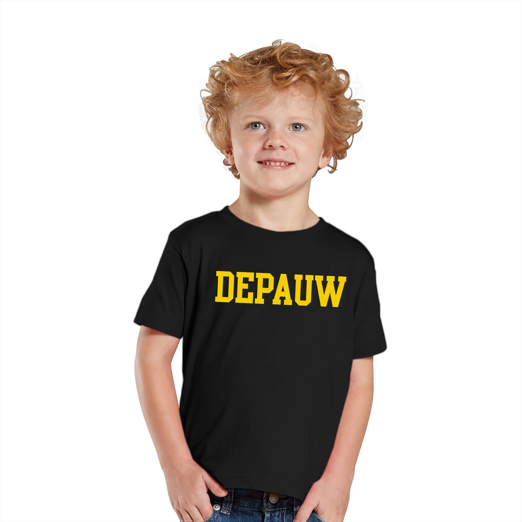 DePauw University Tigers Basic Block Toddler Short Sleeve T Shirt - Black - Image 3