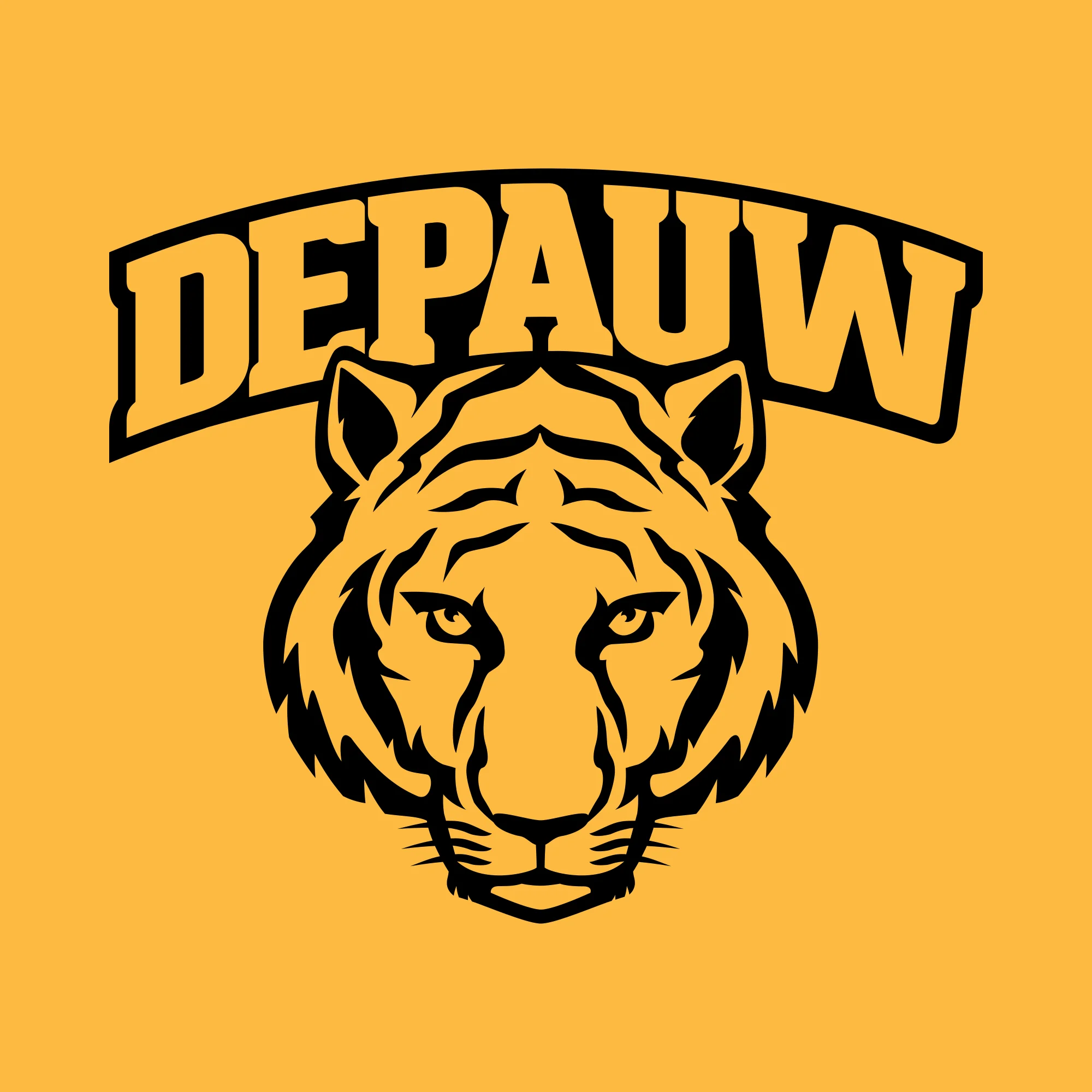 DePauw University Tigers Arch Logo Youth Short Sleeve T Shirt - Gold - Image 2