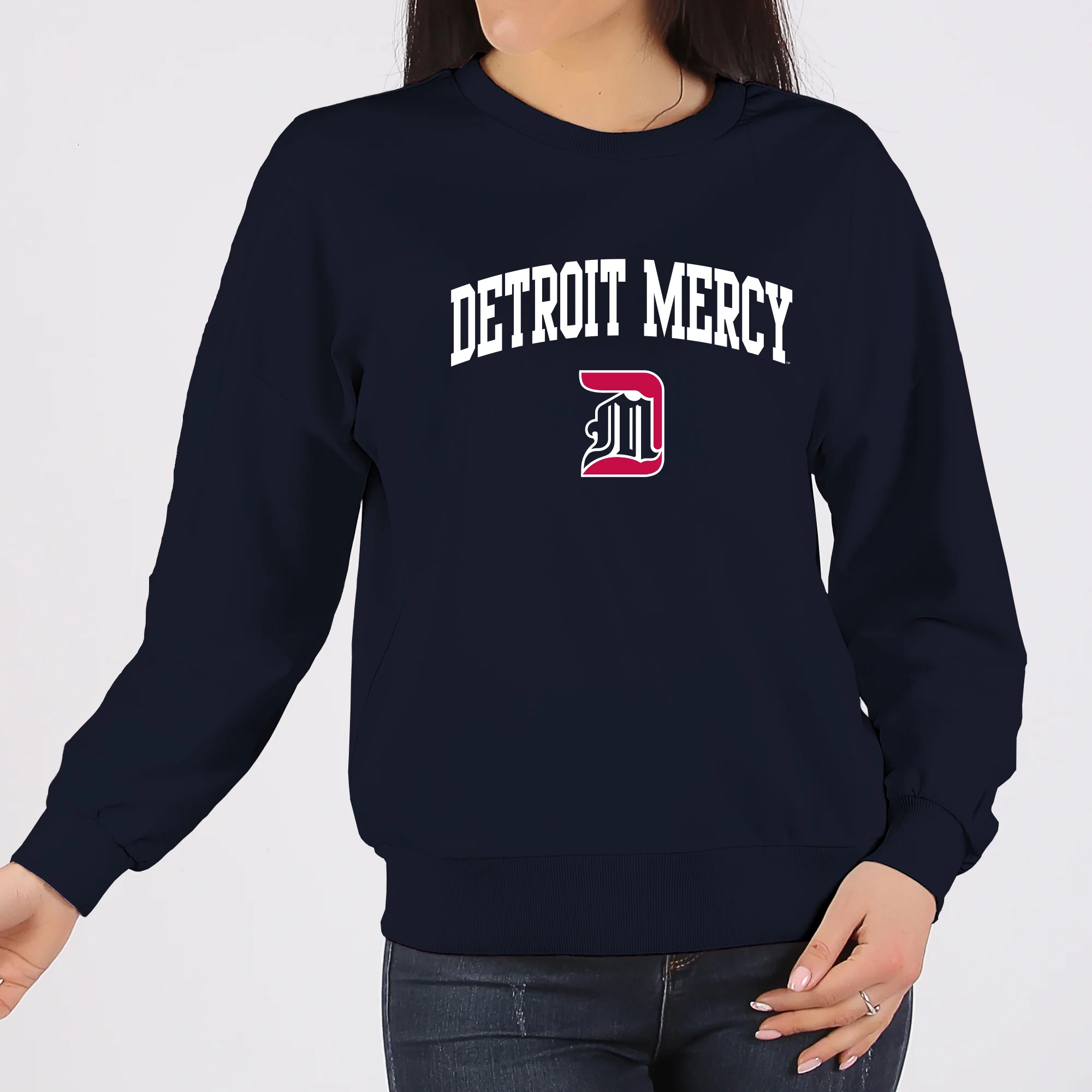 Detroit Mercy Titans Arch Logo Crewneck - Navy - Image 4