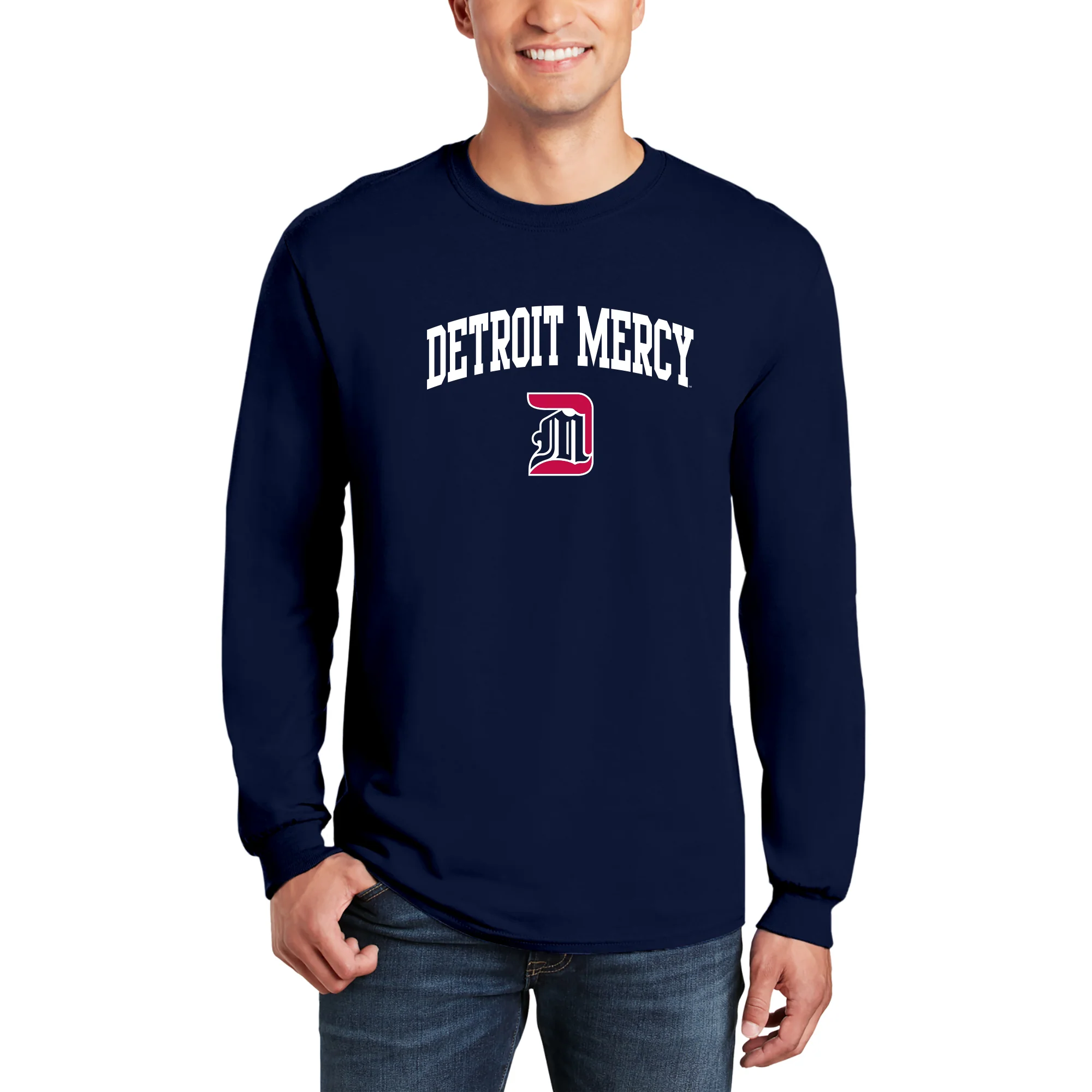 Detroit Mercy Titans Arch Logo Long Sleeve - Navy - Image 3