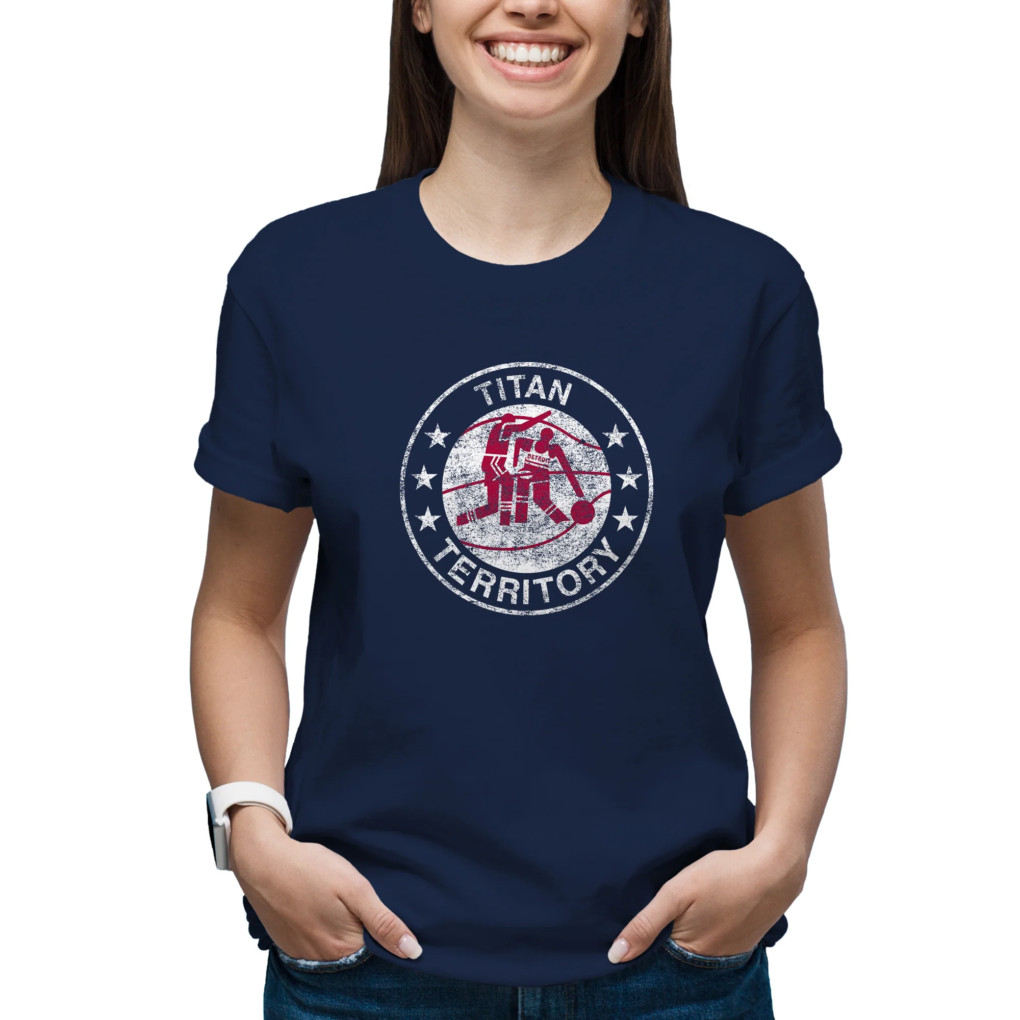 Detroit Mercy Titans Distressed Circle Logo T-Shirt - Navy - Image 4