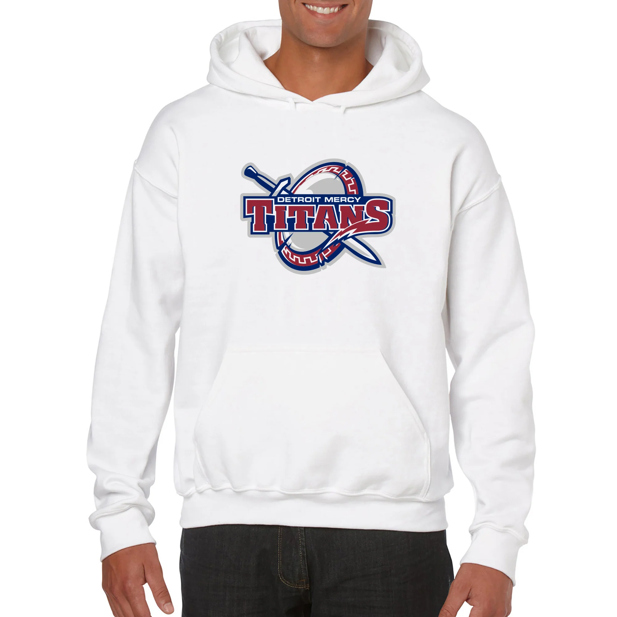 Detroit Mercy Titans Primary Logo Hoodie - White - Image 3