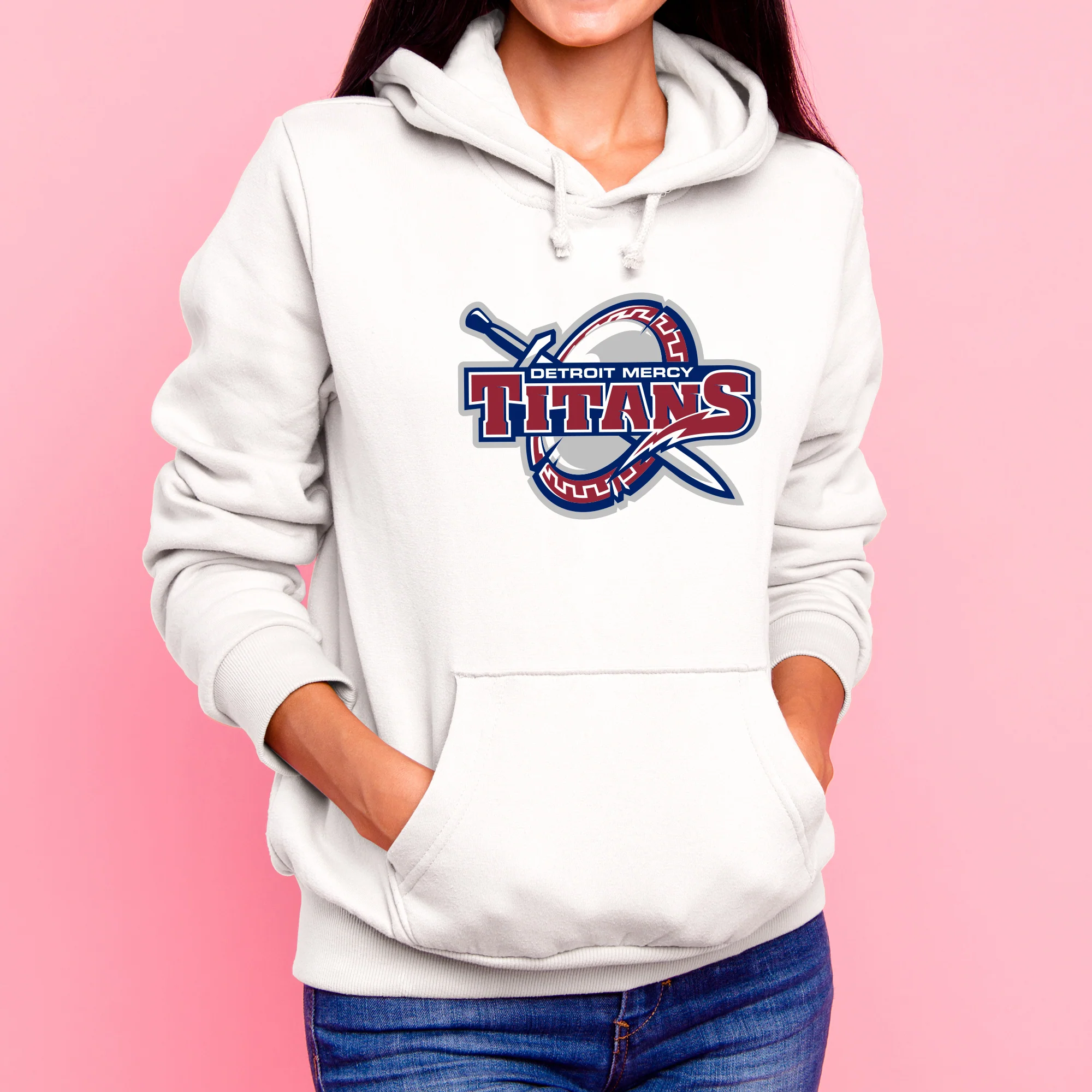 Detroit Mercy Titans Primary Logo Hoodie - White - Image 4