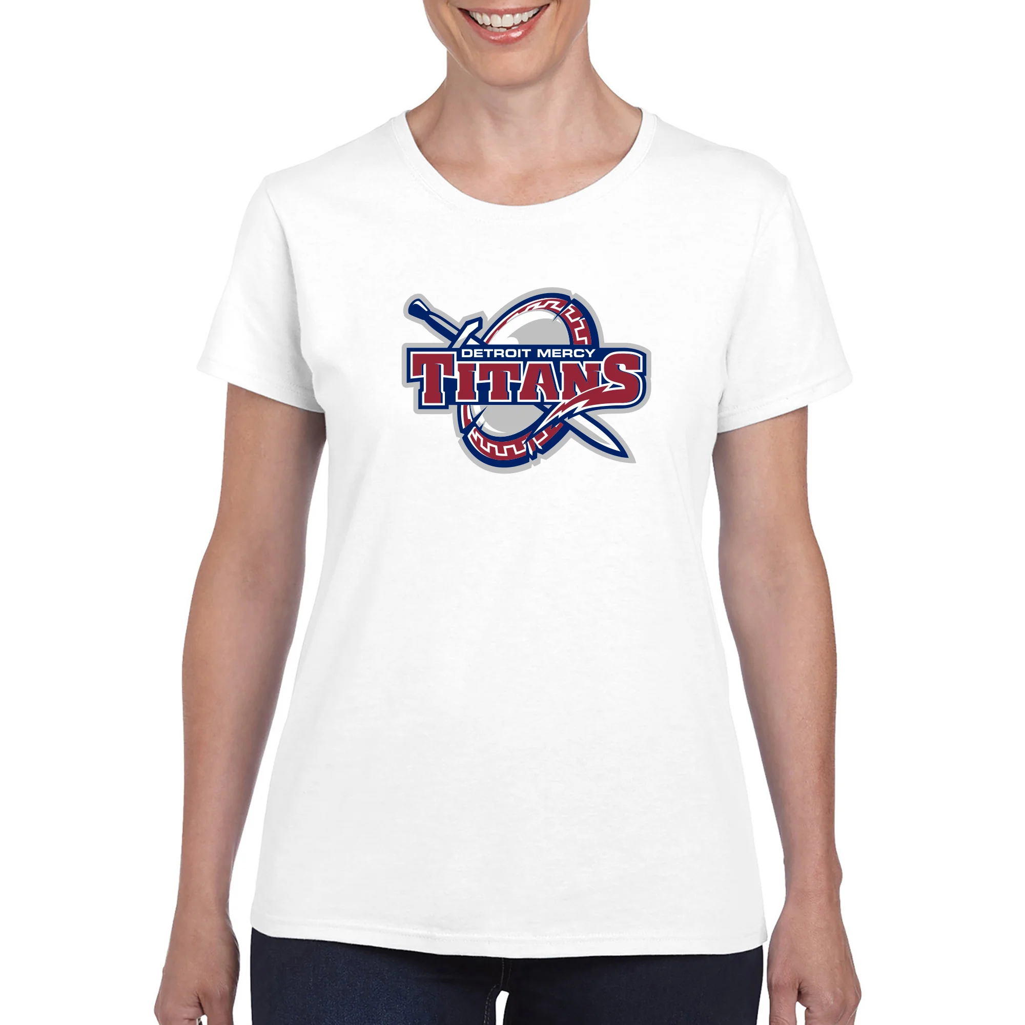 Detroit Mercy Titans Primary Logo Womens T-Shirt - White - Image 3