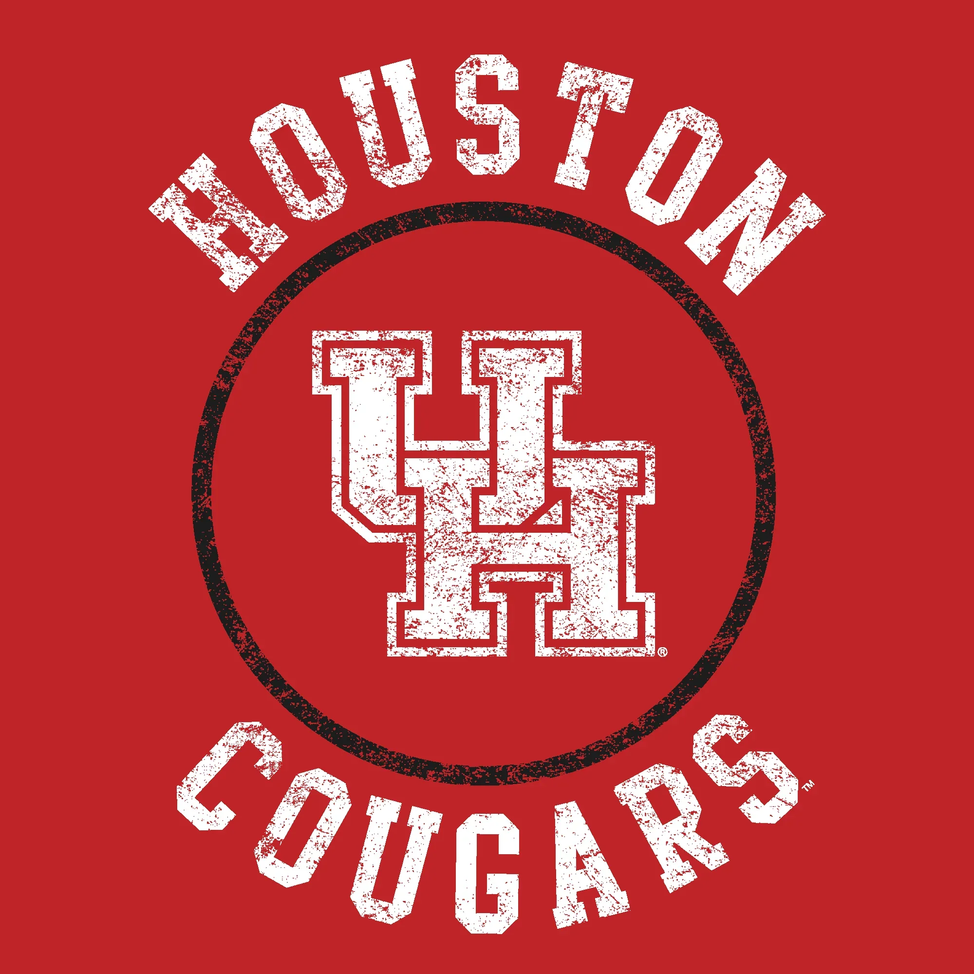 University of Houston Cougars Distressed Circle Logo Basic Cotton Short Sleeve Women's T Shirt - Red - Image 8