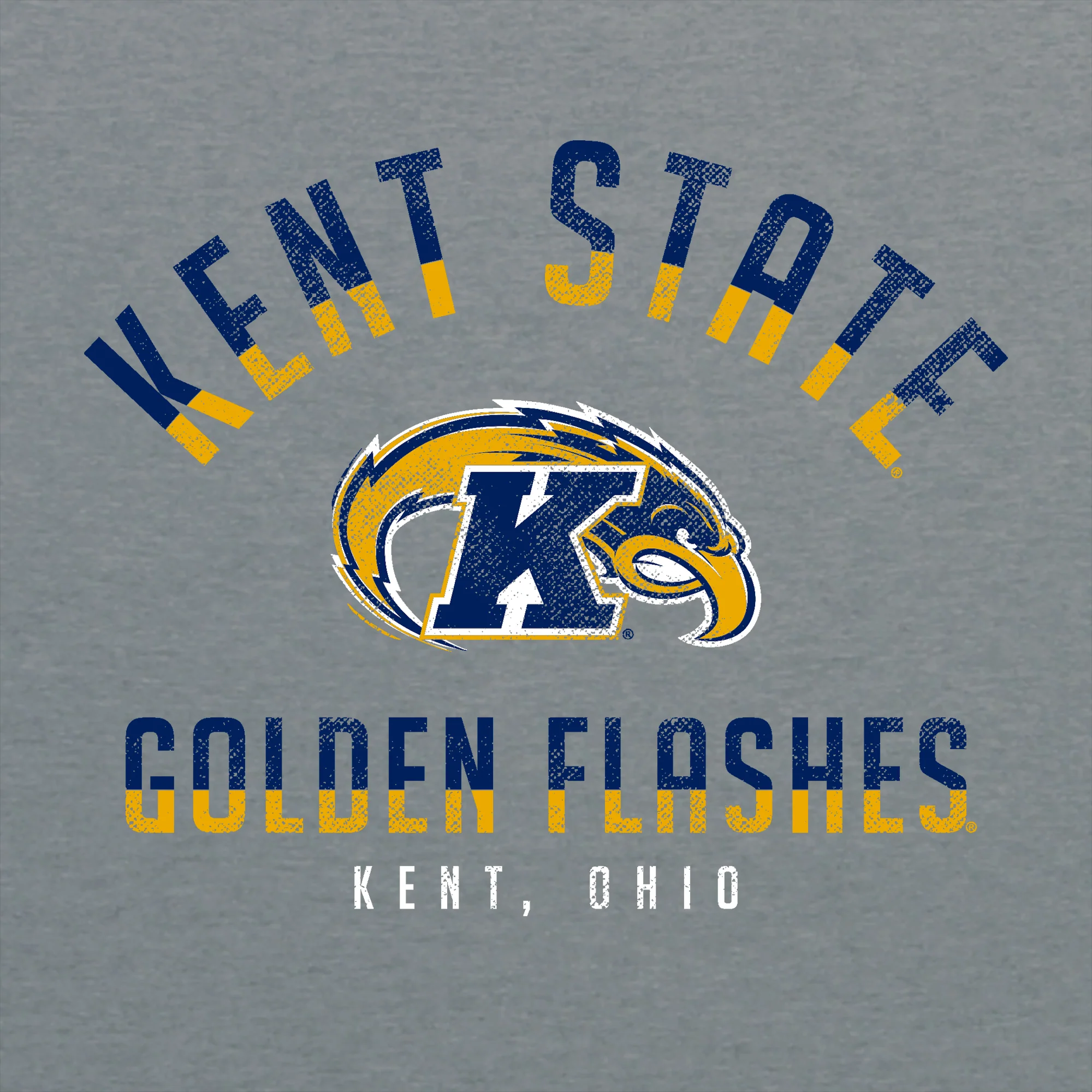 Kent State University Golden Flashes Division Arch Canvas Triblend Short Sleeve T Shirt - Athletic Grey - Image 2